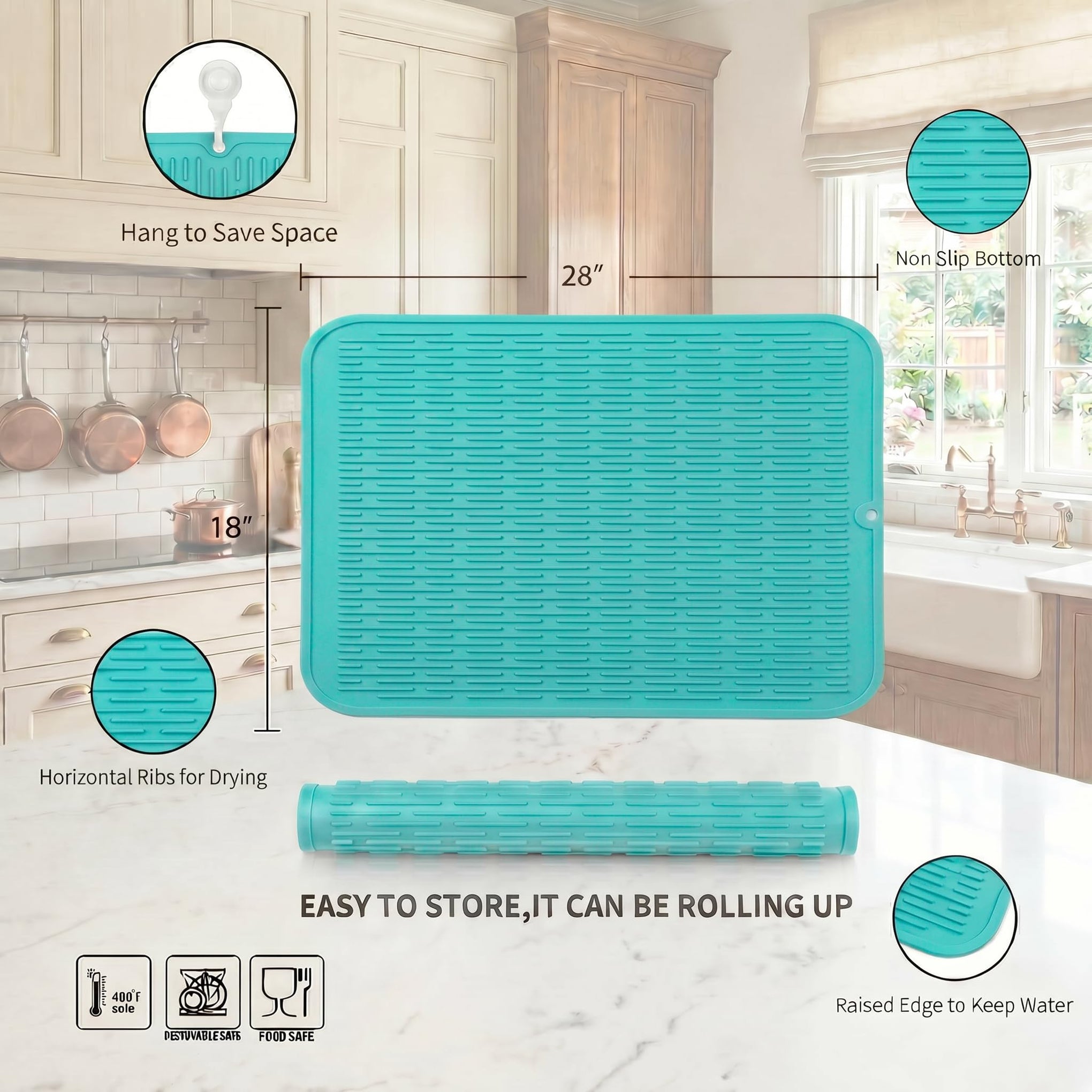 Silicone Dish Drying Mat for Multiple Usage