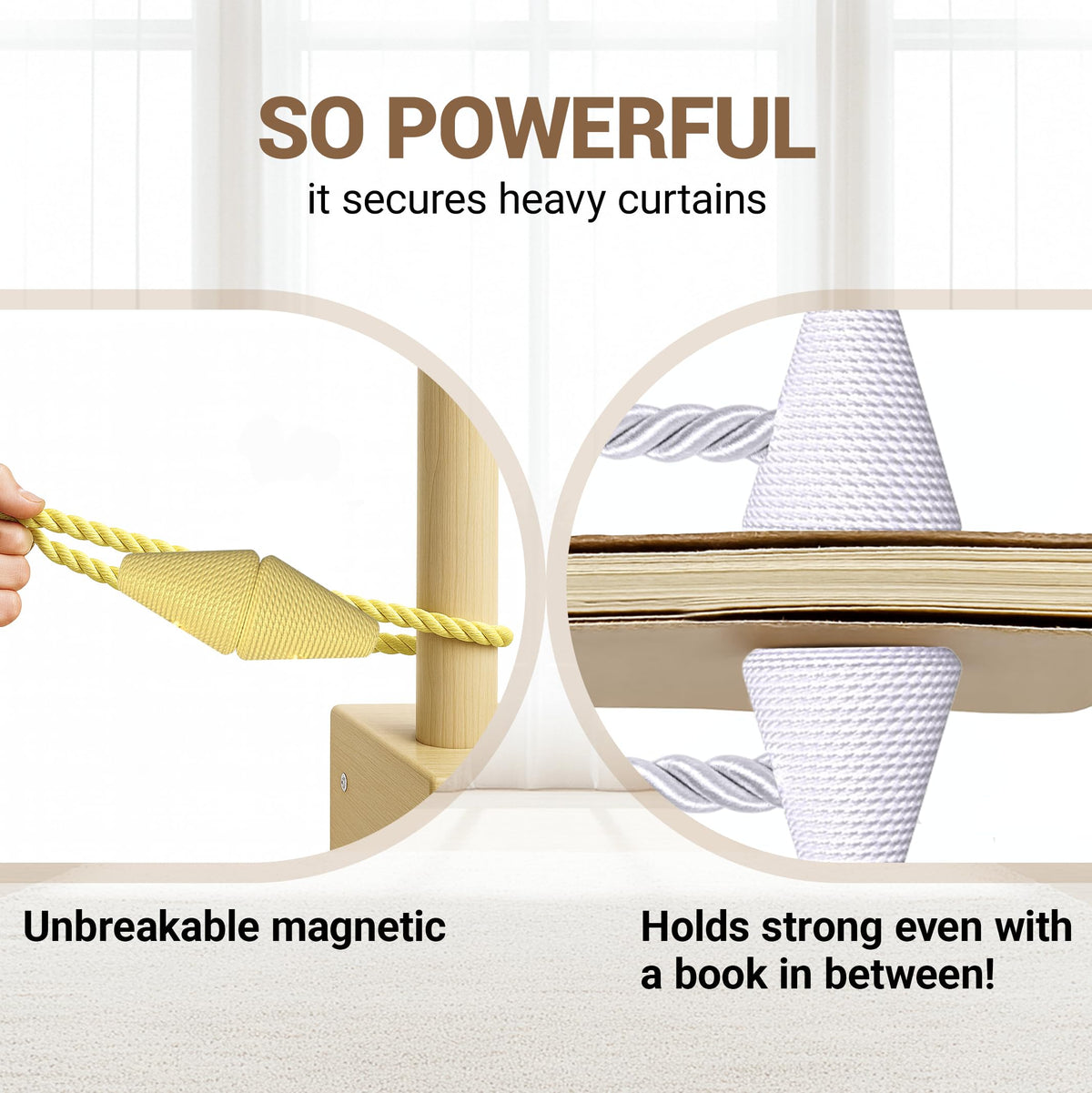 Magnetic Curtain Tiebacks Golden 2pcs (2 Count)