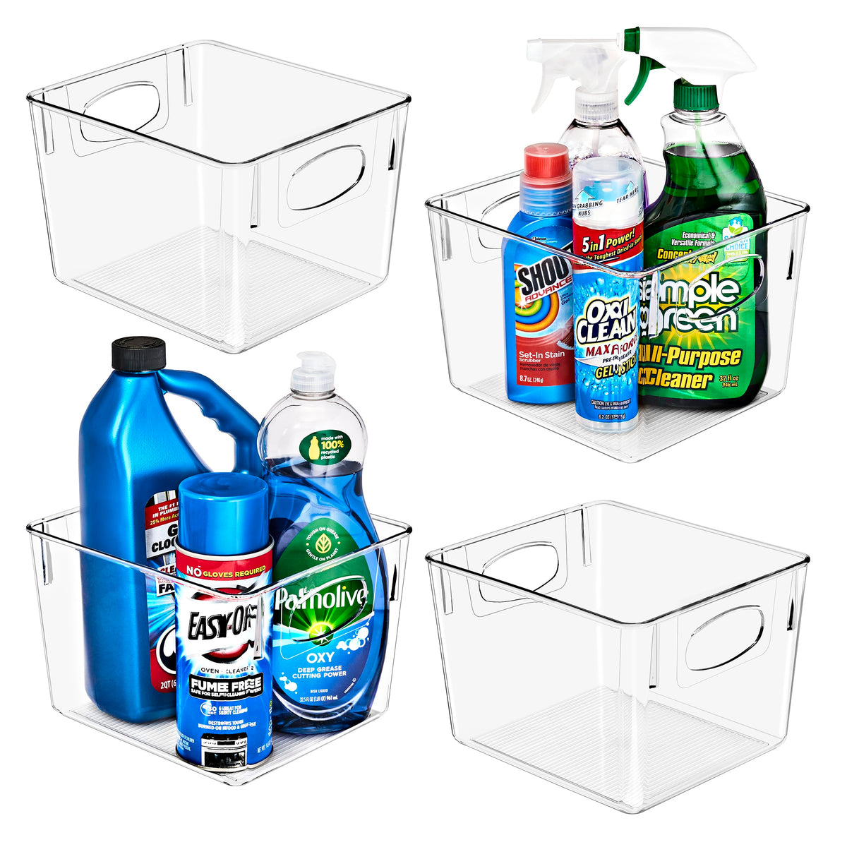 4 Pack Medium Clear Plastic Storage Bins
