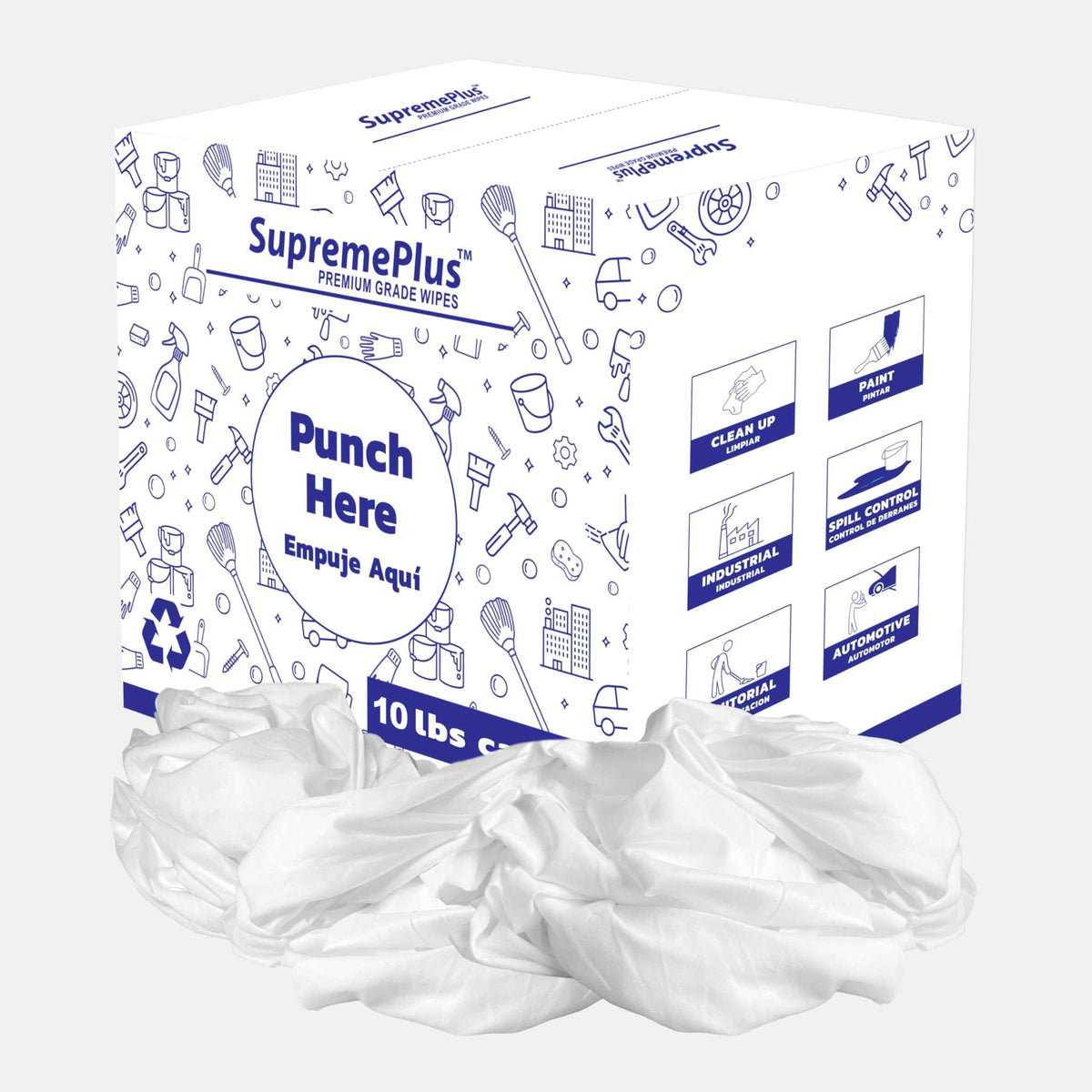 Recycled White Sheeting Cleaning Rags (85 Count)