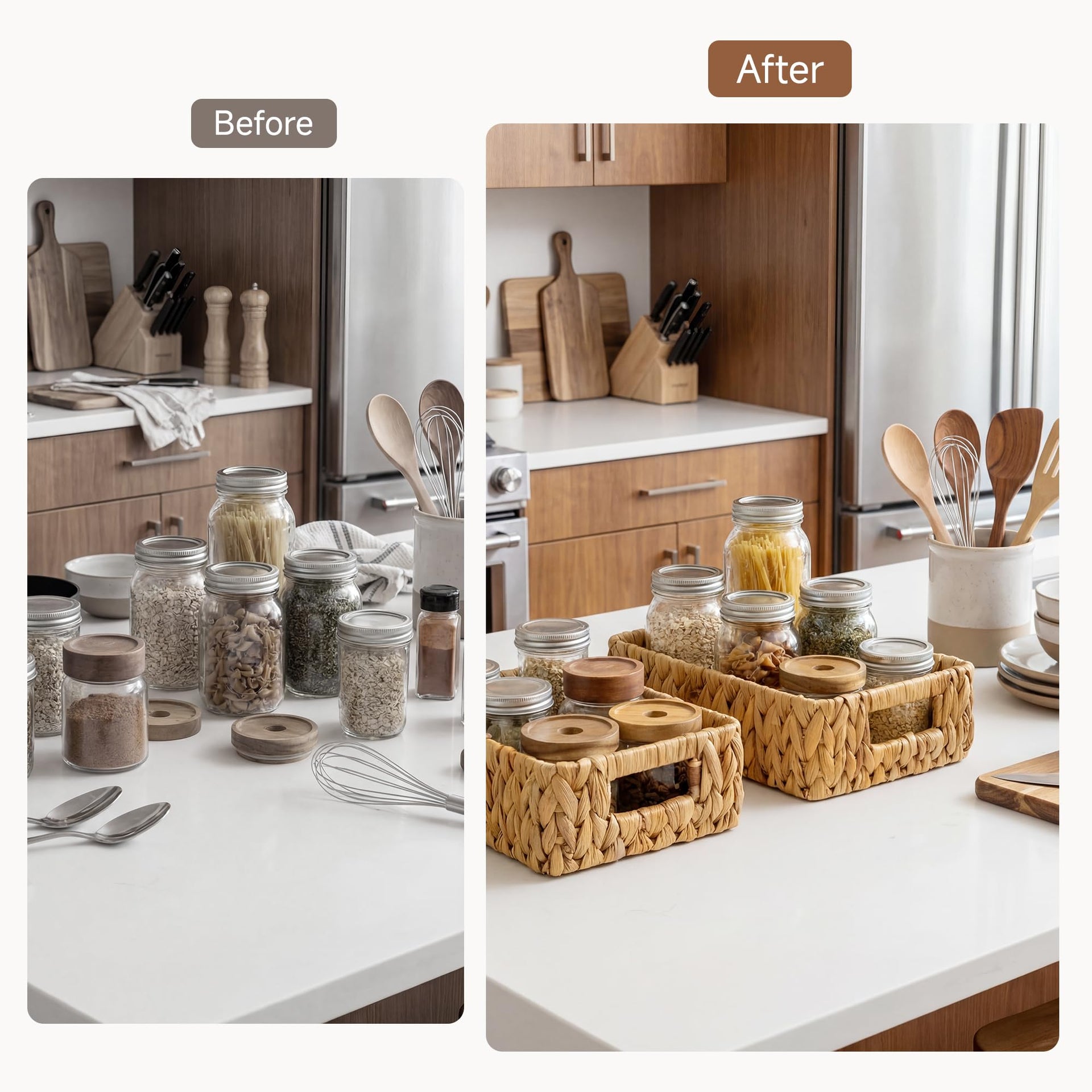 Small Wicker Baskets for Shelves (2 Count)