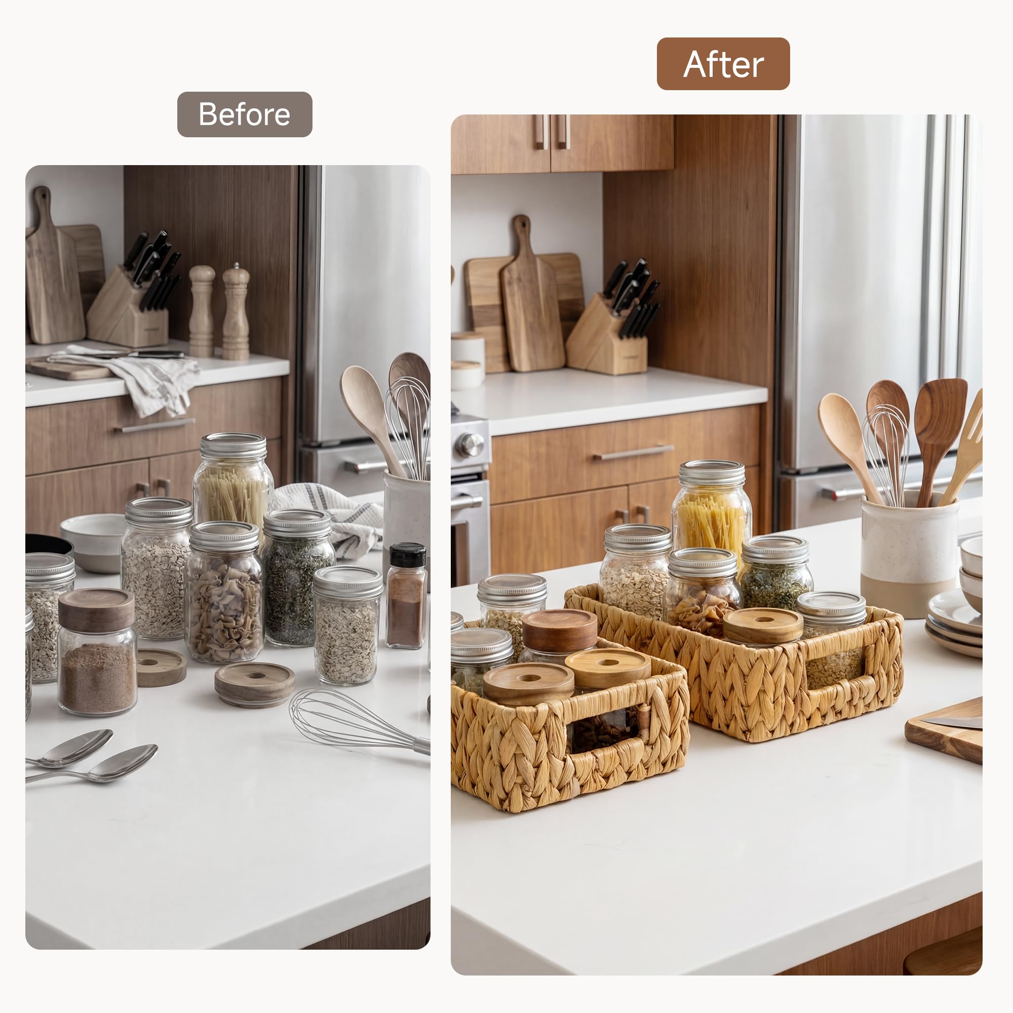 Small Wicker Baskets for Shelves (2 Count)