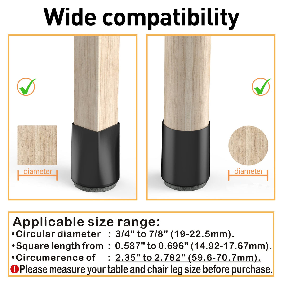 Chair Leg Floor Protectors (24 Count)