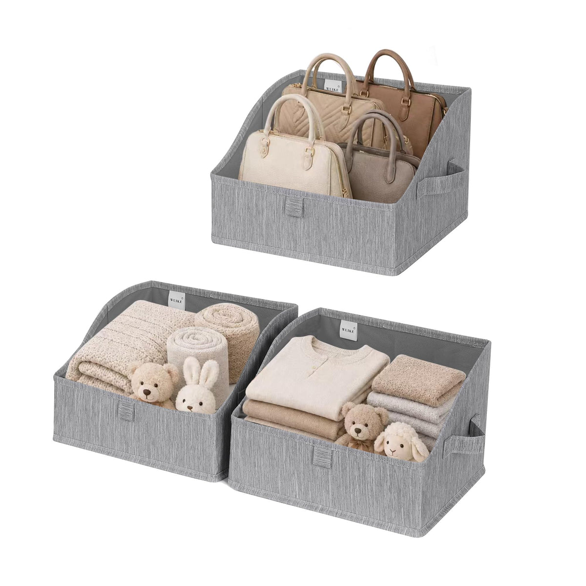 Trapezoid Storage Bins for Closet Organizers and Storage (3 Count)