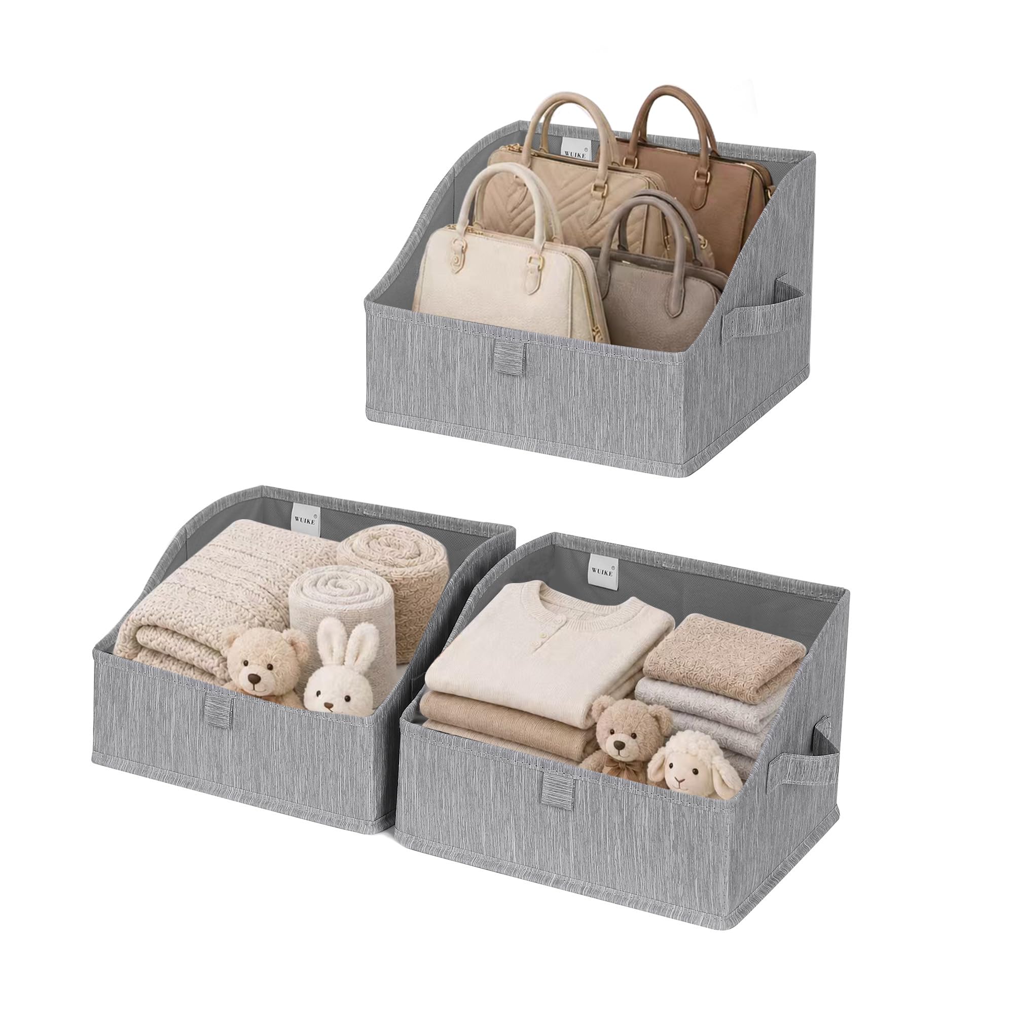Trapezoid Storage Bins for Closet Organizers and Storage (3 Count)