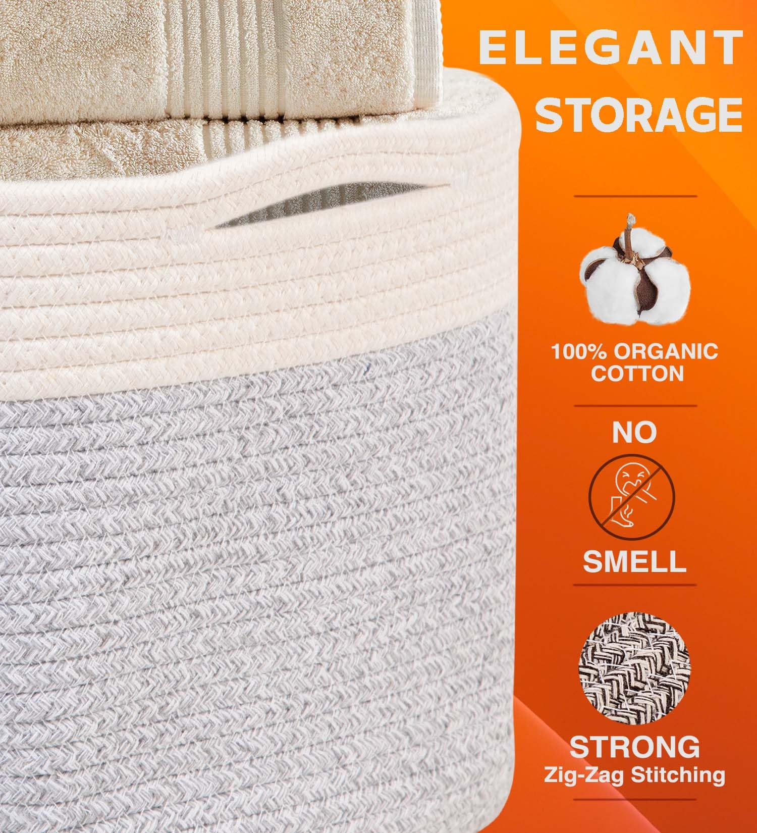 Cotton Rope Baskets for Organizing (3 Count)