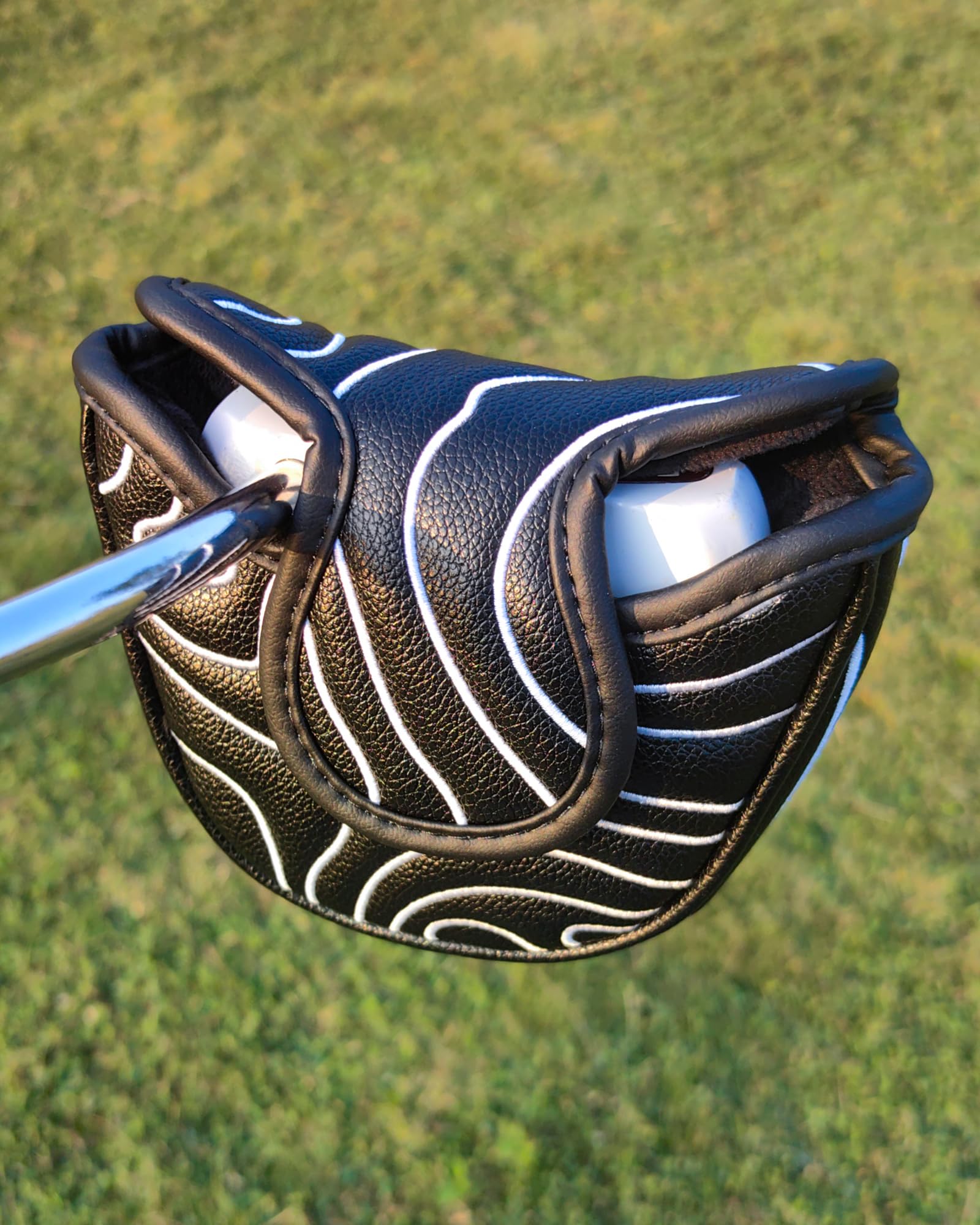 Golf Mallet Putter Cover Pure Black Heel Shafted Mallet Putter Headcover