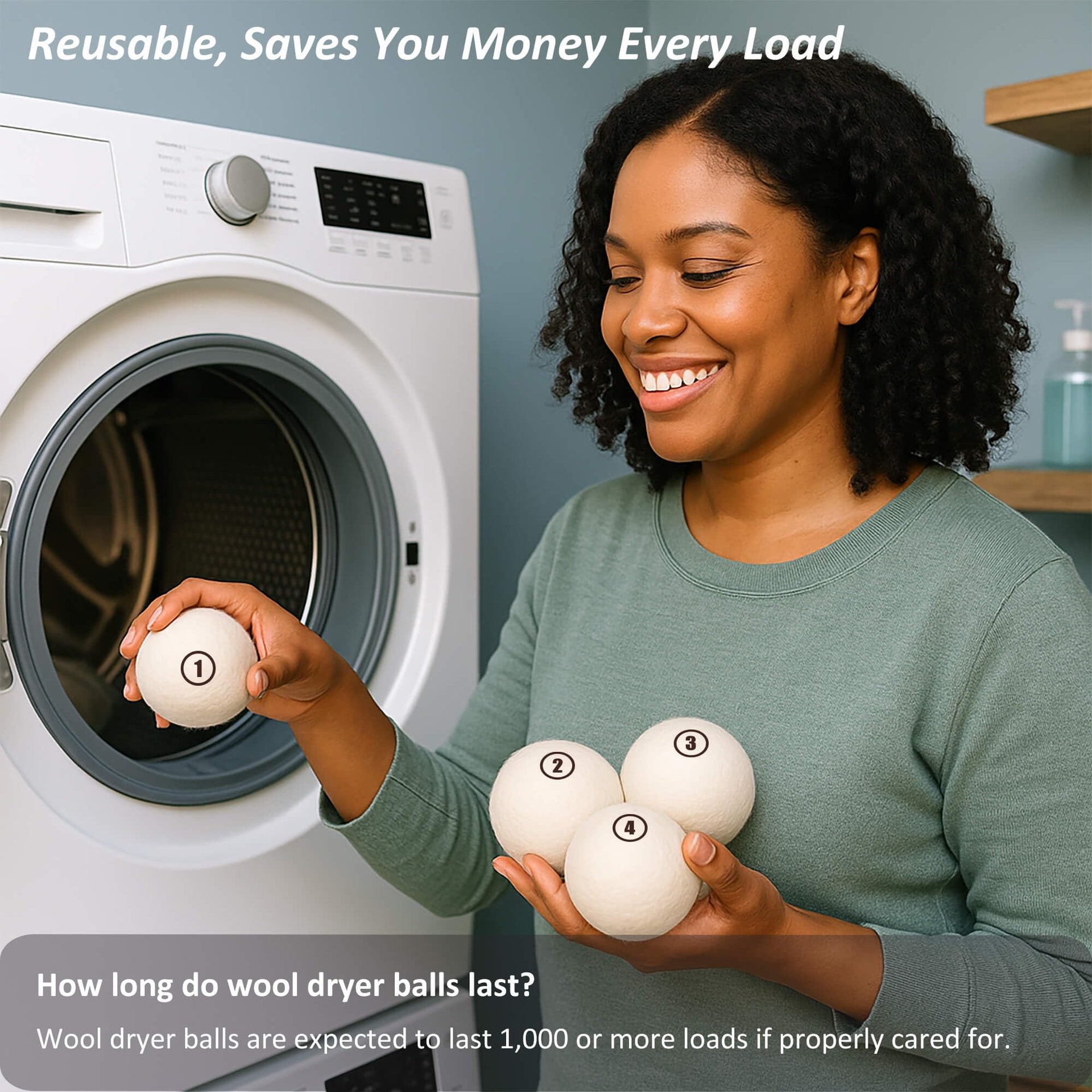 Wool Dryer Balls Laundry (4 Count)