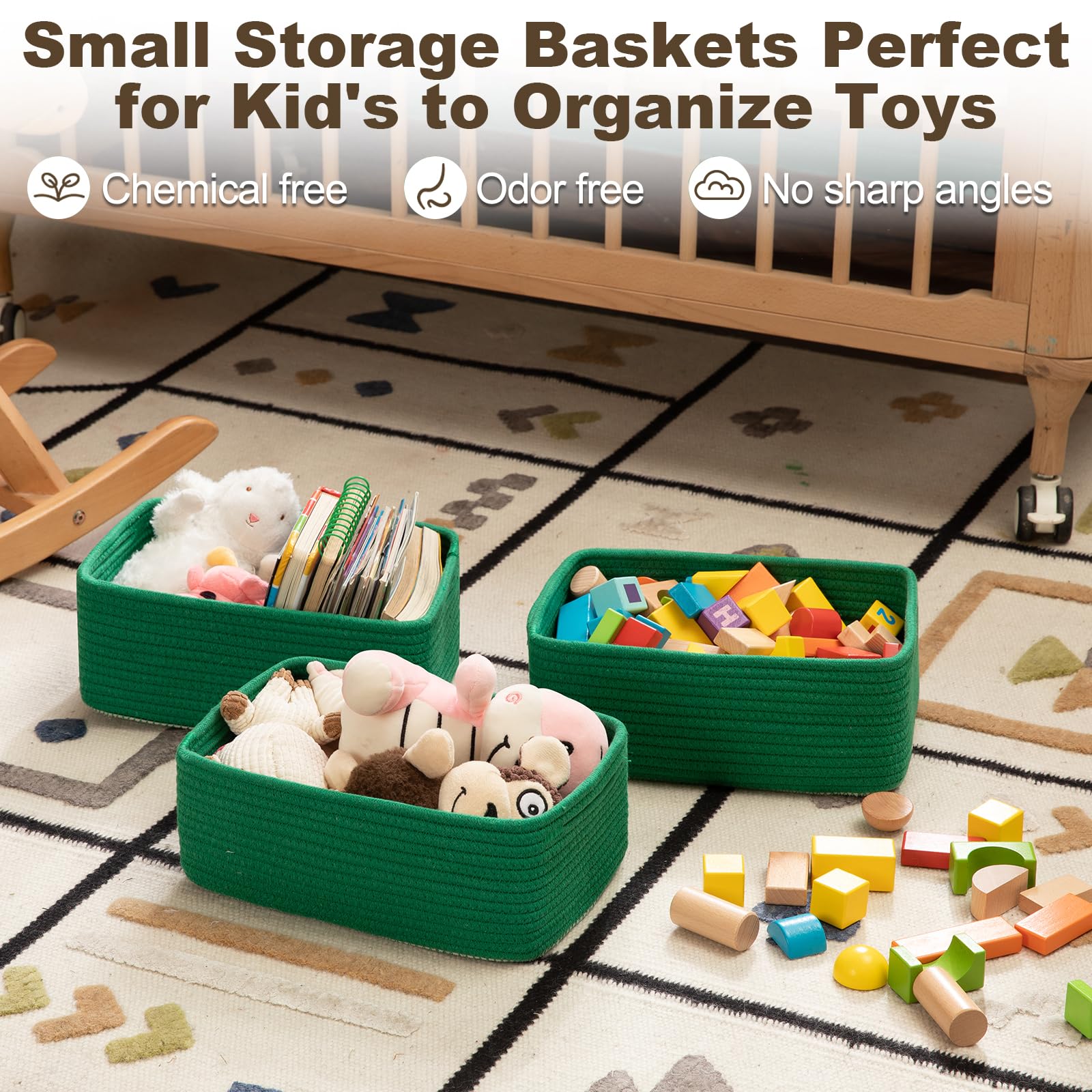 3 Pack Small Storage Baskets for Organizing (3 Count)