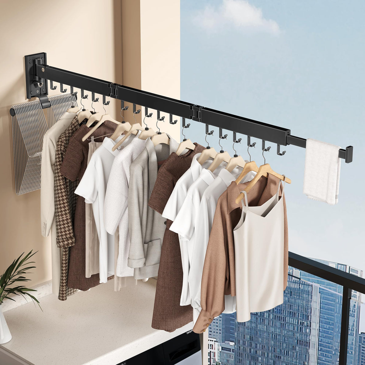 Wall Mounted Collapsible Clothes Drying Rack