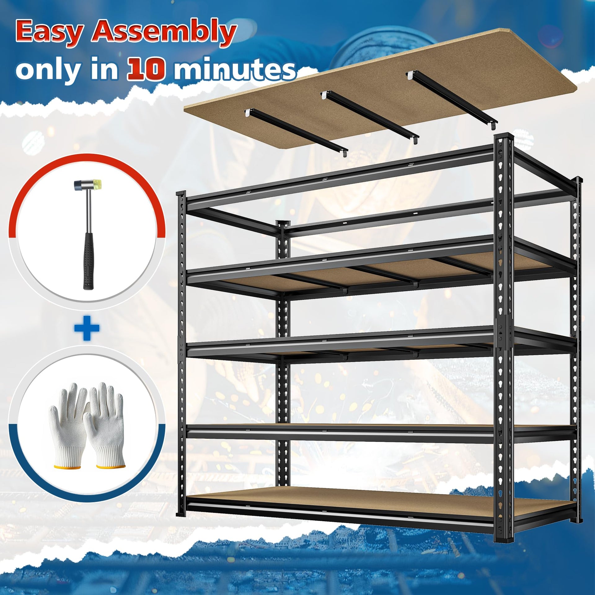 55" W Garage Shelving