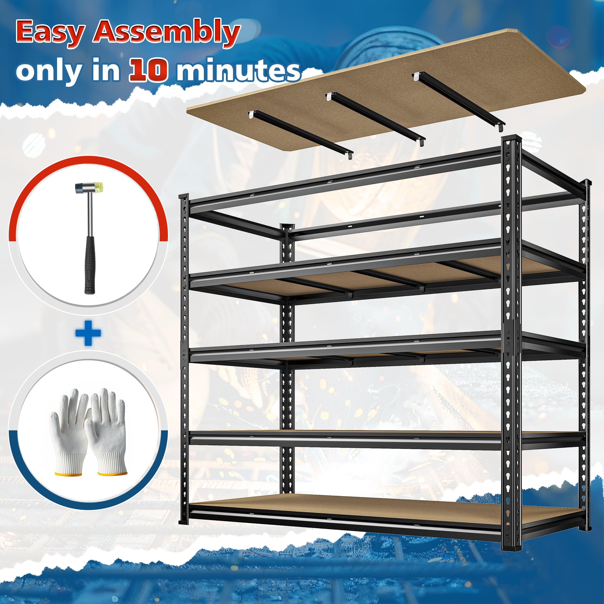 55" W Garage Shelving