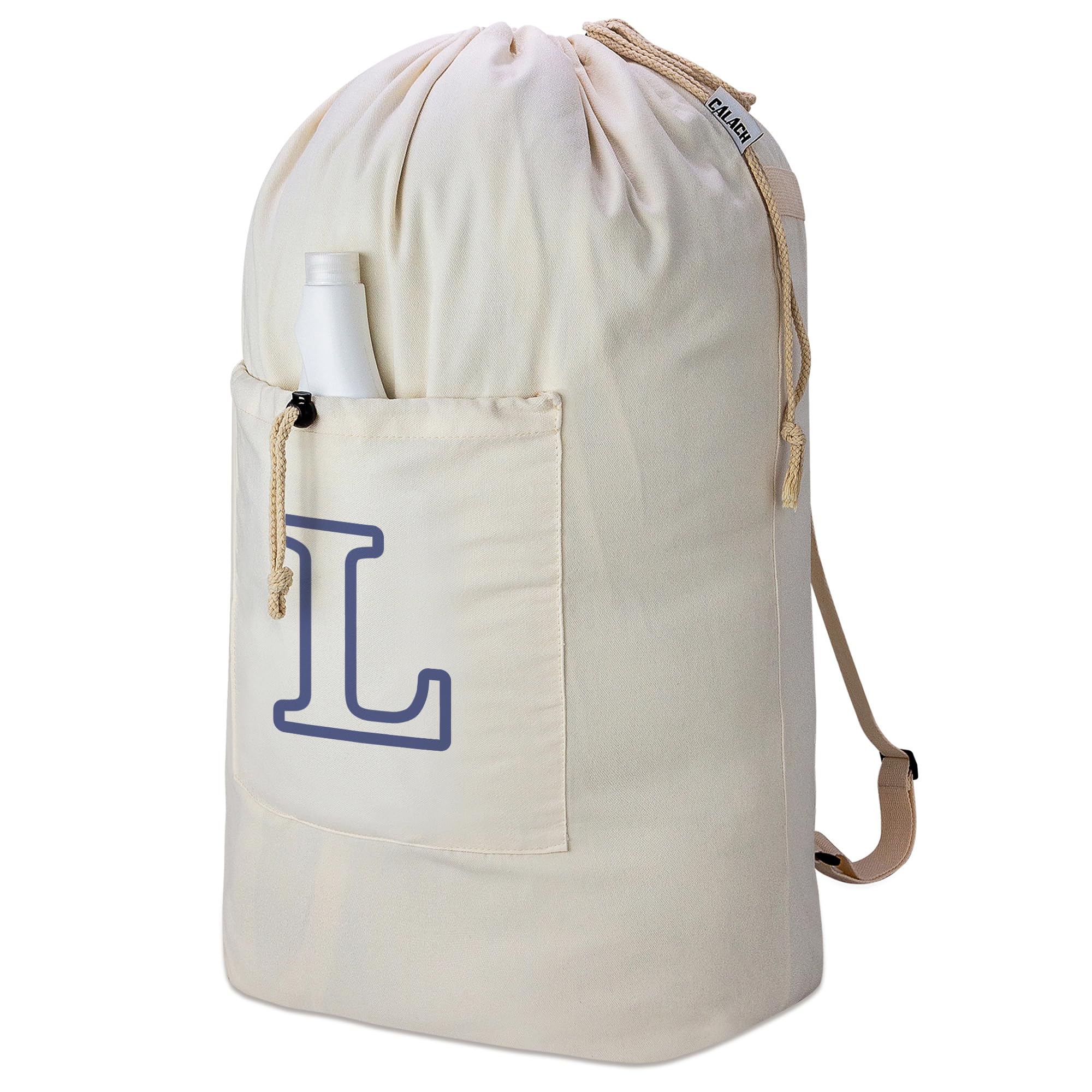 Laundry Bag Backpack Personalized Initial Canvas Laundry Bag