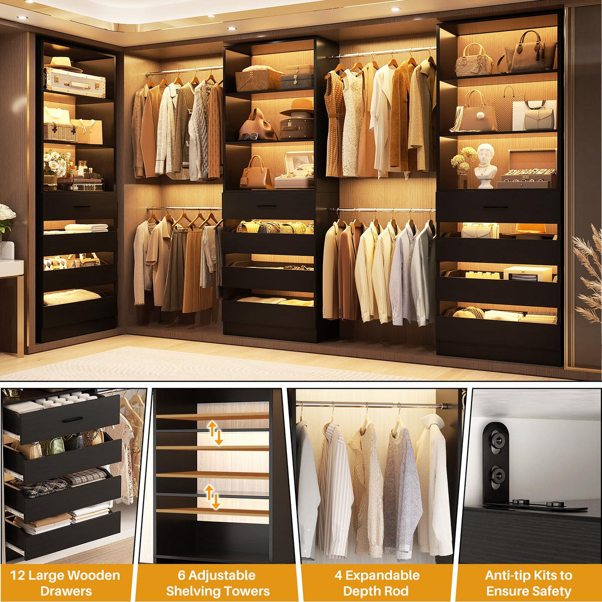 Closet System with 12 Drawers