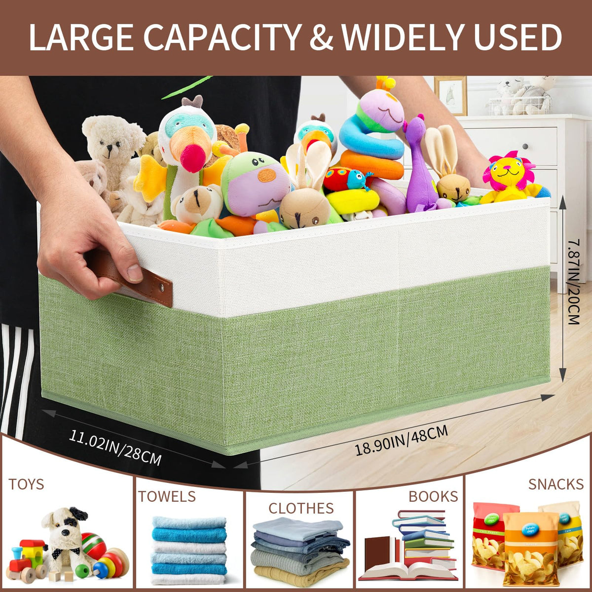 3 Pack Large Capacity Storage Bins Closet Organizer for Shelves (3 Count)