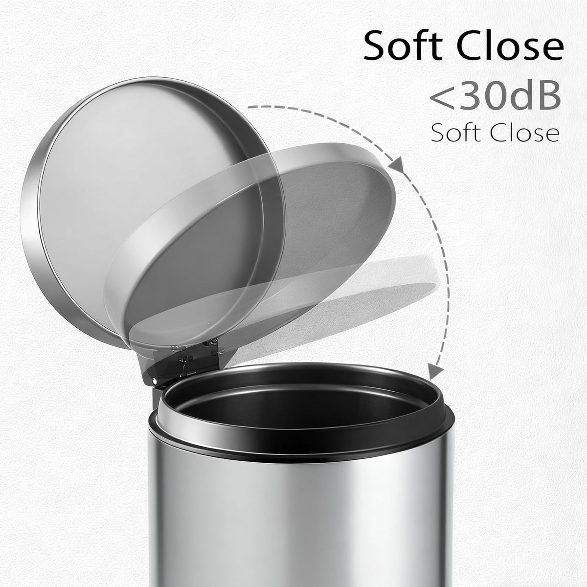 Small Bathroom Trash Can with Lid Soft Close