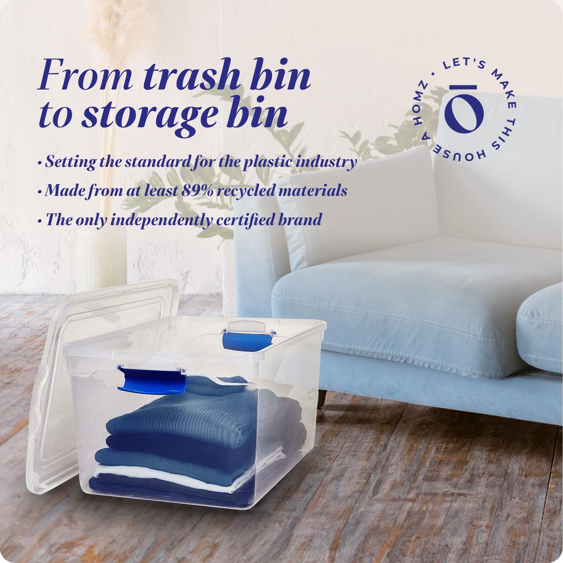 Clear Plastic Storage Bins w (2 Count)