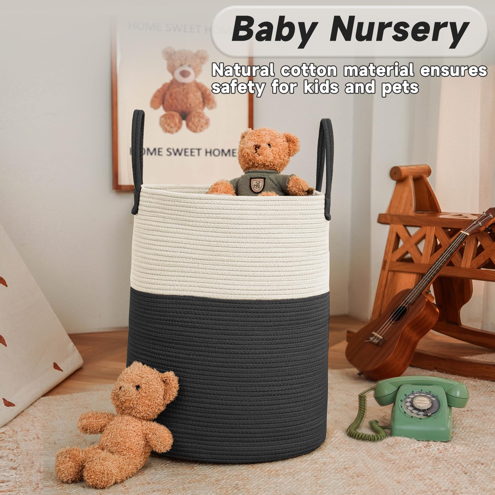 100L Cotton Rope Laundry Basket Hamper