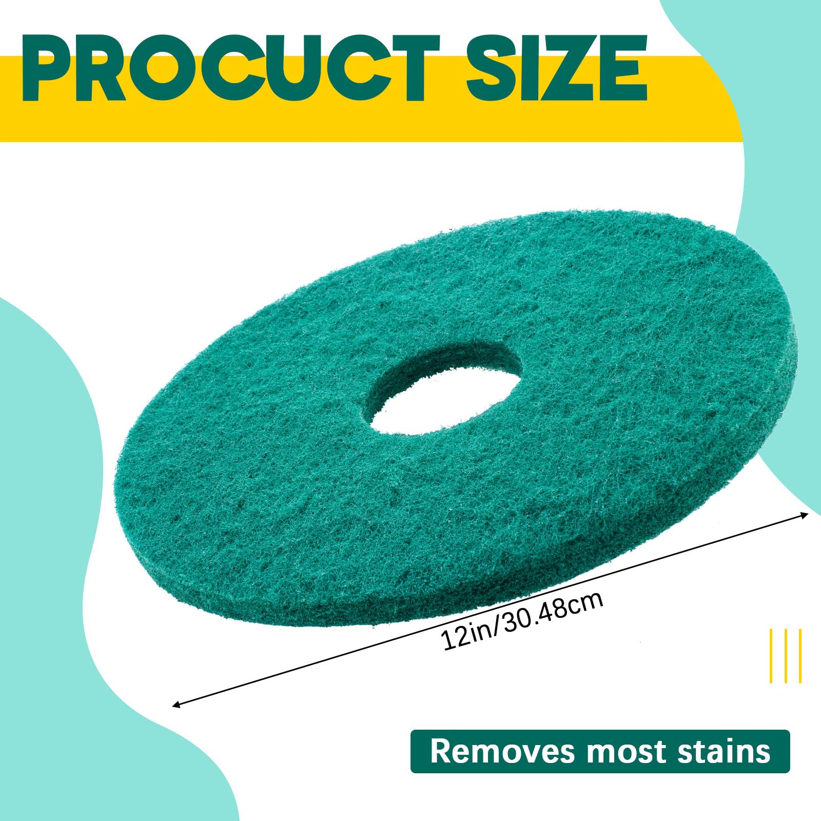 2 Pcs 12" Green Scrubbing Pads Commercial Cleaning Orbiter Pads (2 Count)