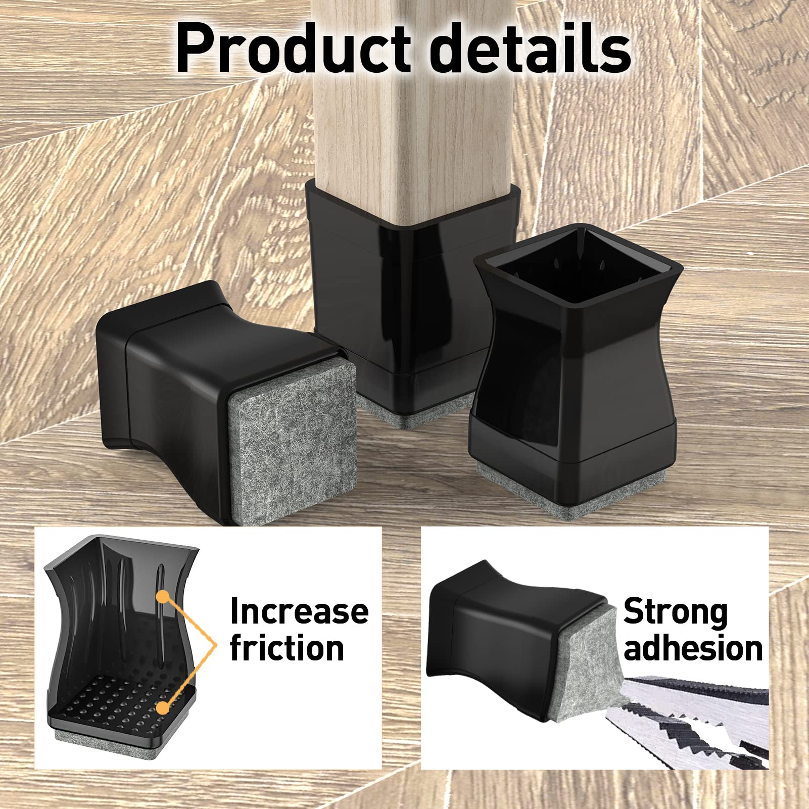 Square Chair Leg Protectors for Hardwood Floors (16 Count)
