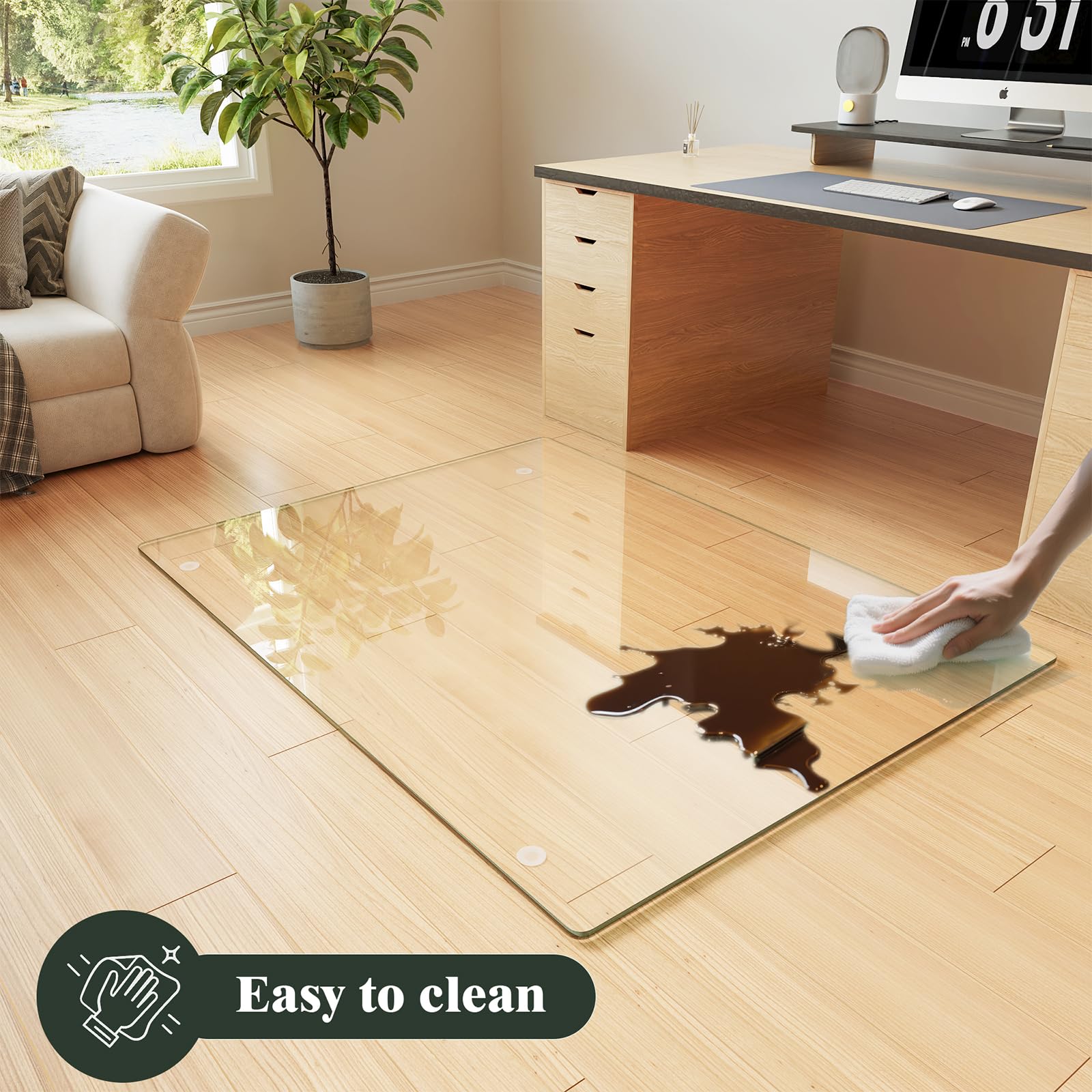 30" x 55" Office Chair Mat for Hardwood Floors & Carpets