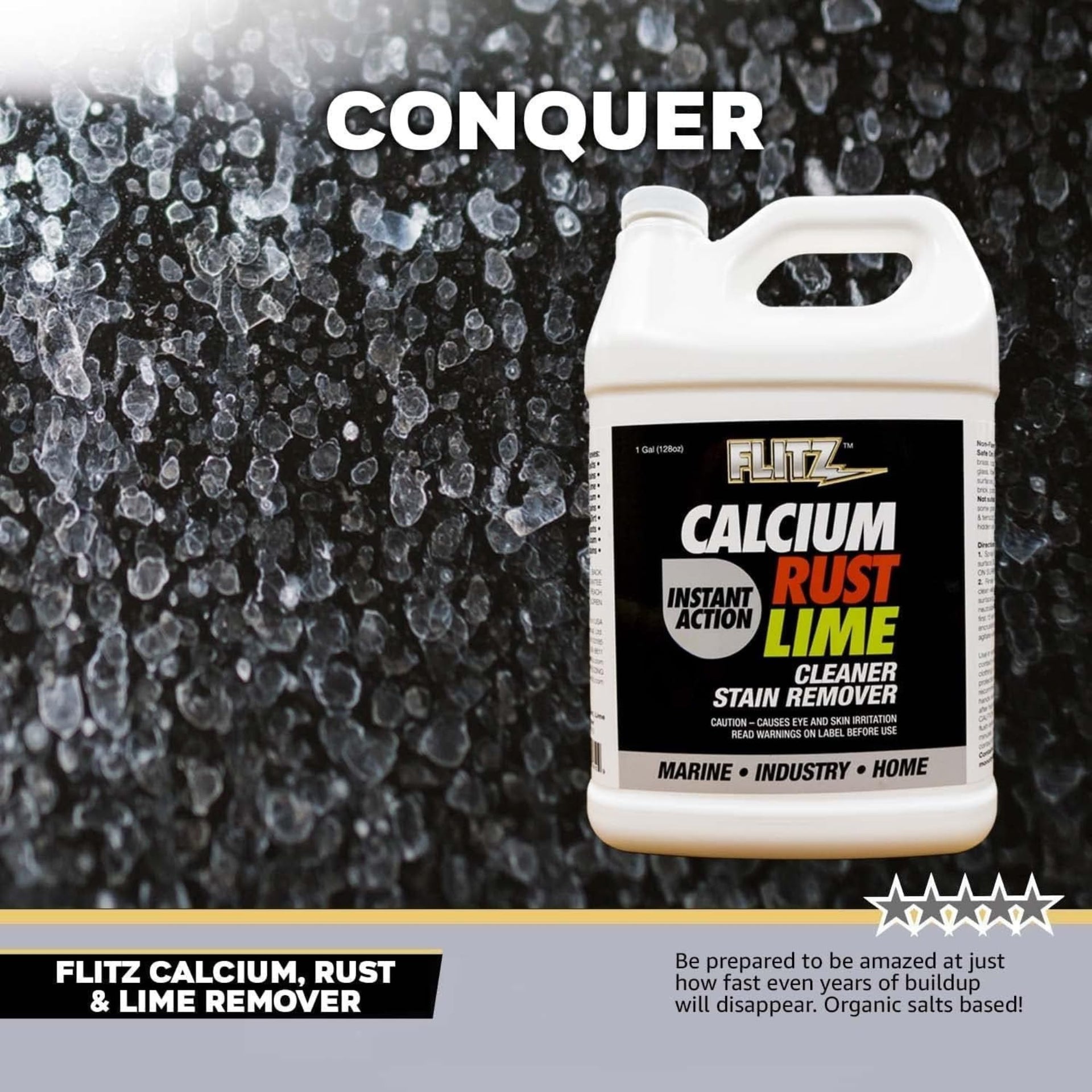 Calcium, Rust, & Lime Remover - 1 Gallon Bottle of USA-Made Limescale Remover for Toilets, Showers, and More - Powerful Spray that Instantly Eliminates Tarnish, Grease, and Other Grime (1 Pack) (128 Fl Oz)