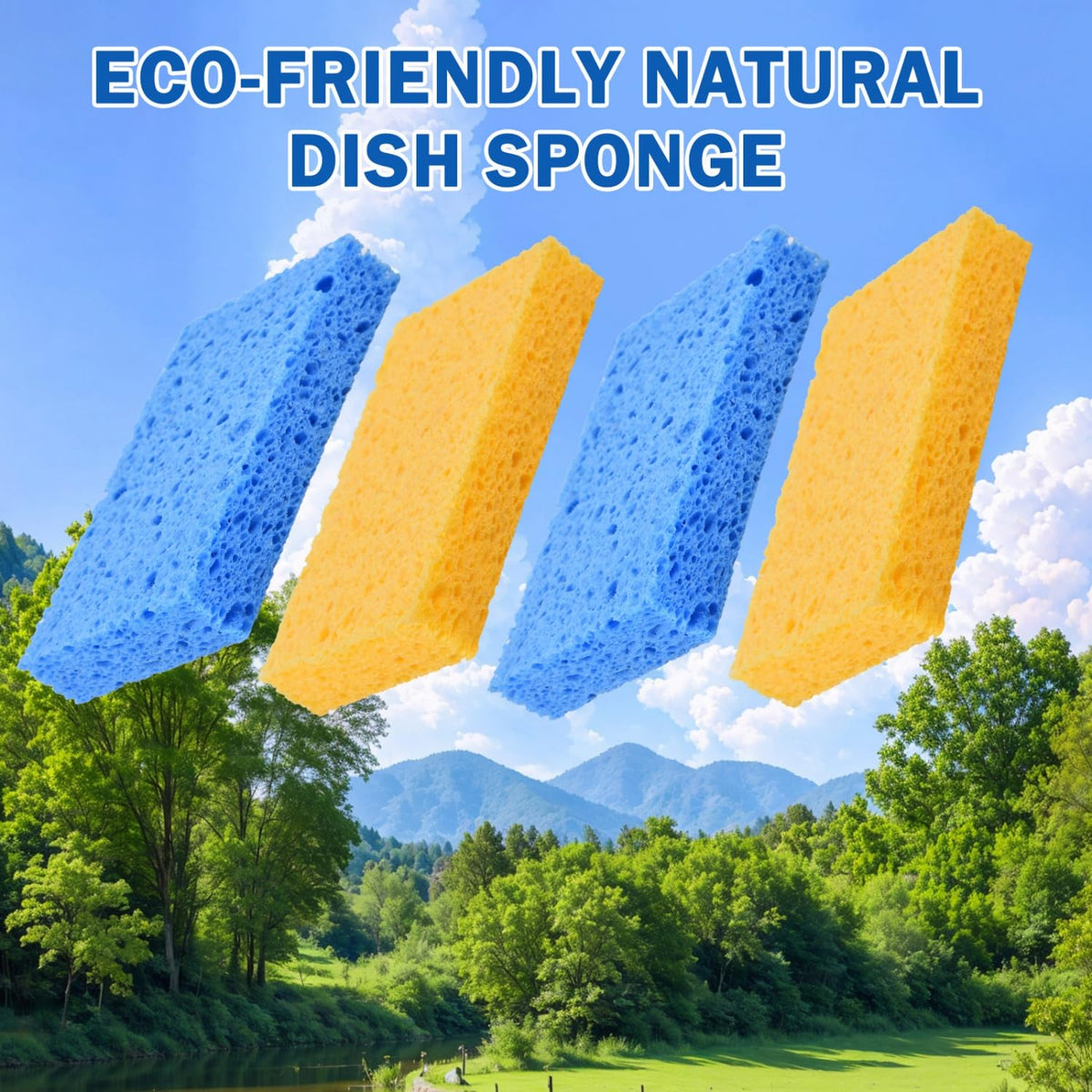 Sponges Kitchen 10 Pack Natural Compressed Cellulose Sponges for Dishes Non Scratch for Household Cookware Bathroom Cars Soft Super Absorbent Reusable