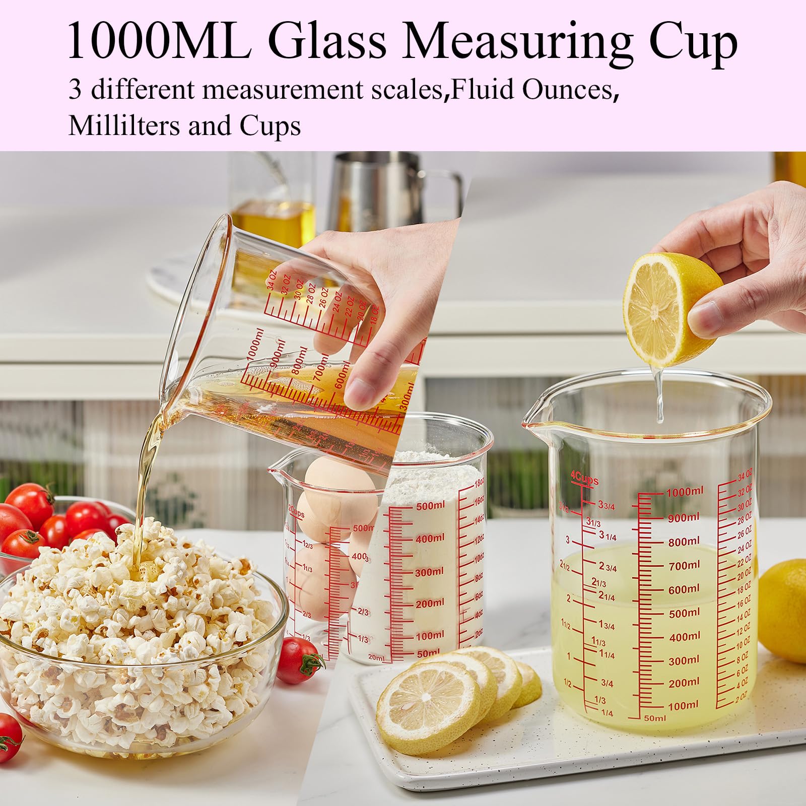 High Borosilicate Glass Measuring Cup Set