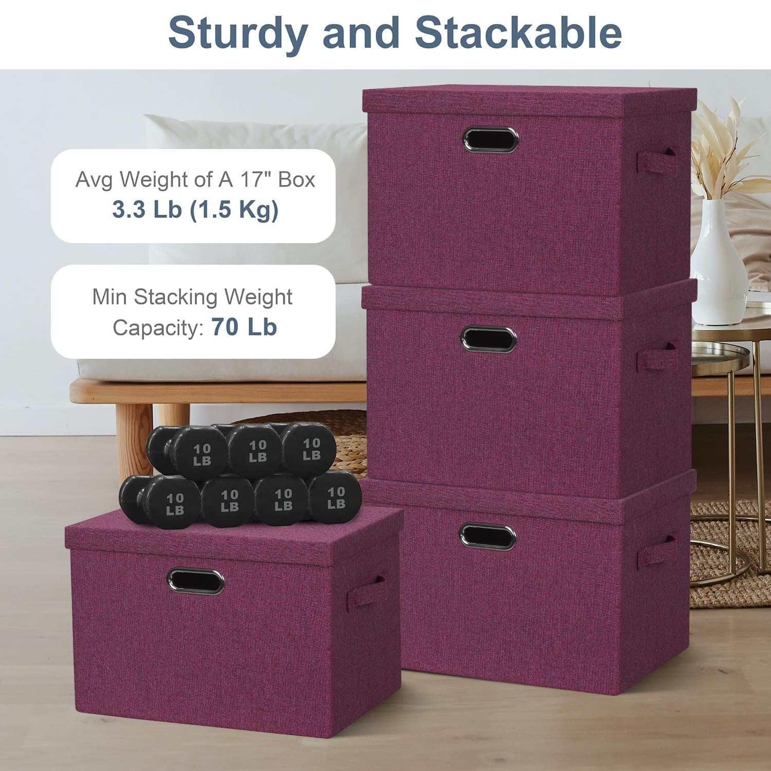 Storage Bins with Lids Fabric Closet Organizers Cubes Office Organization (3 Count)