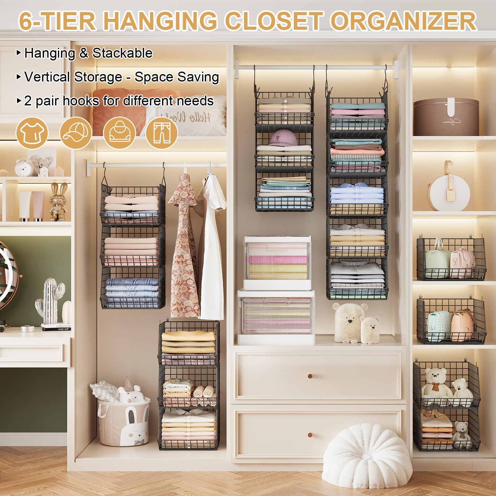 6 Tier Closet Hanging Organizer (6 Count)
