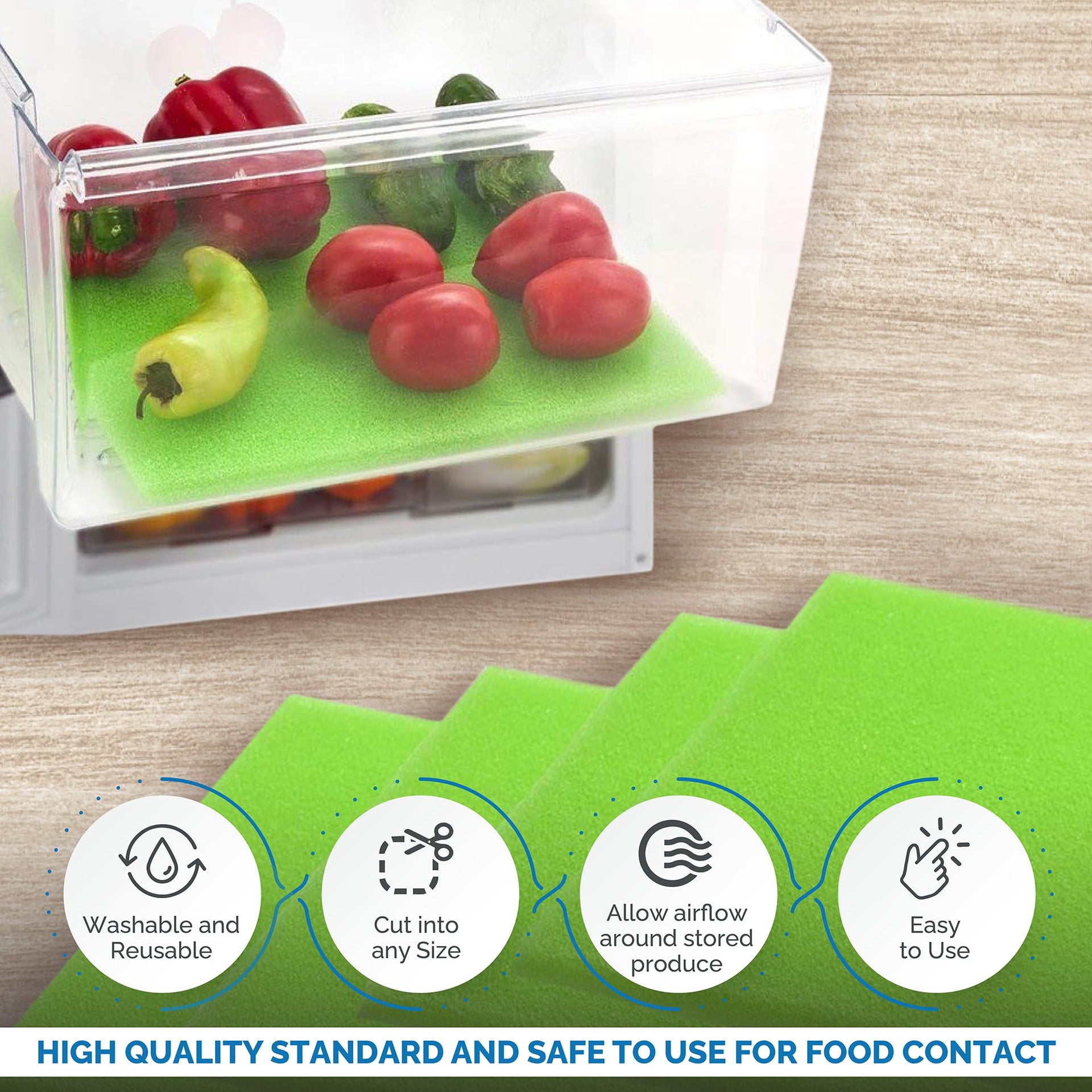 Fruit & Veggie Life Extender Liner for Fridge Refrigerator Drawers (5 Sq Ft)