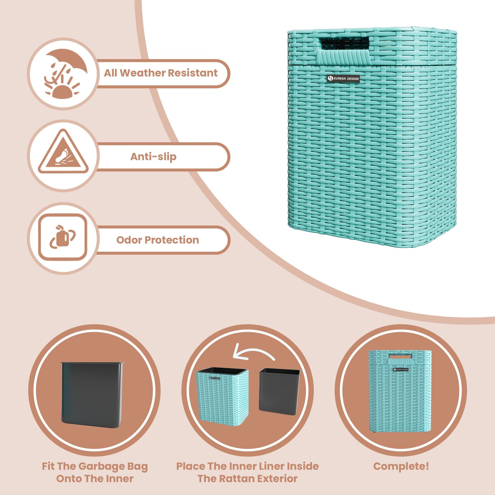 Ypati Handwoven Rattan Trash Can with Lid