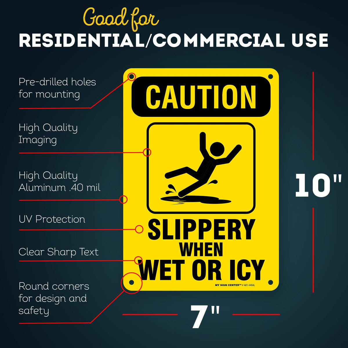 Caution Slippery When Wet Sign or ICY Sign