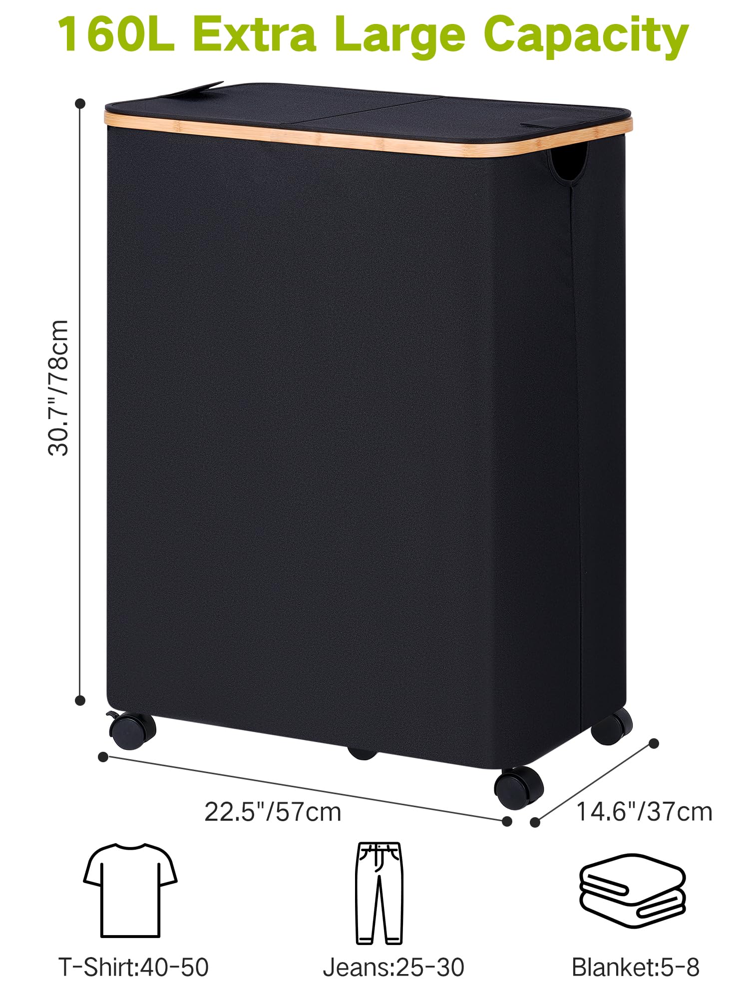 Double Laundry Hamper with Wheels