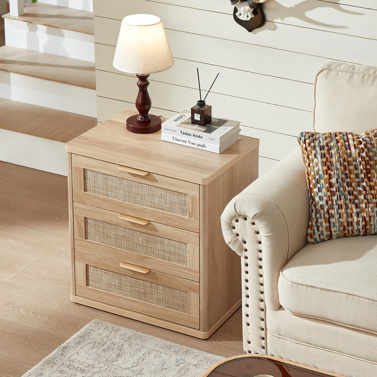 Rattan 23" Nightstands with Drawers for Bedroom
