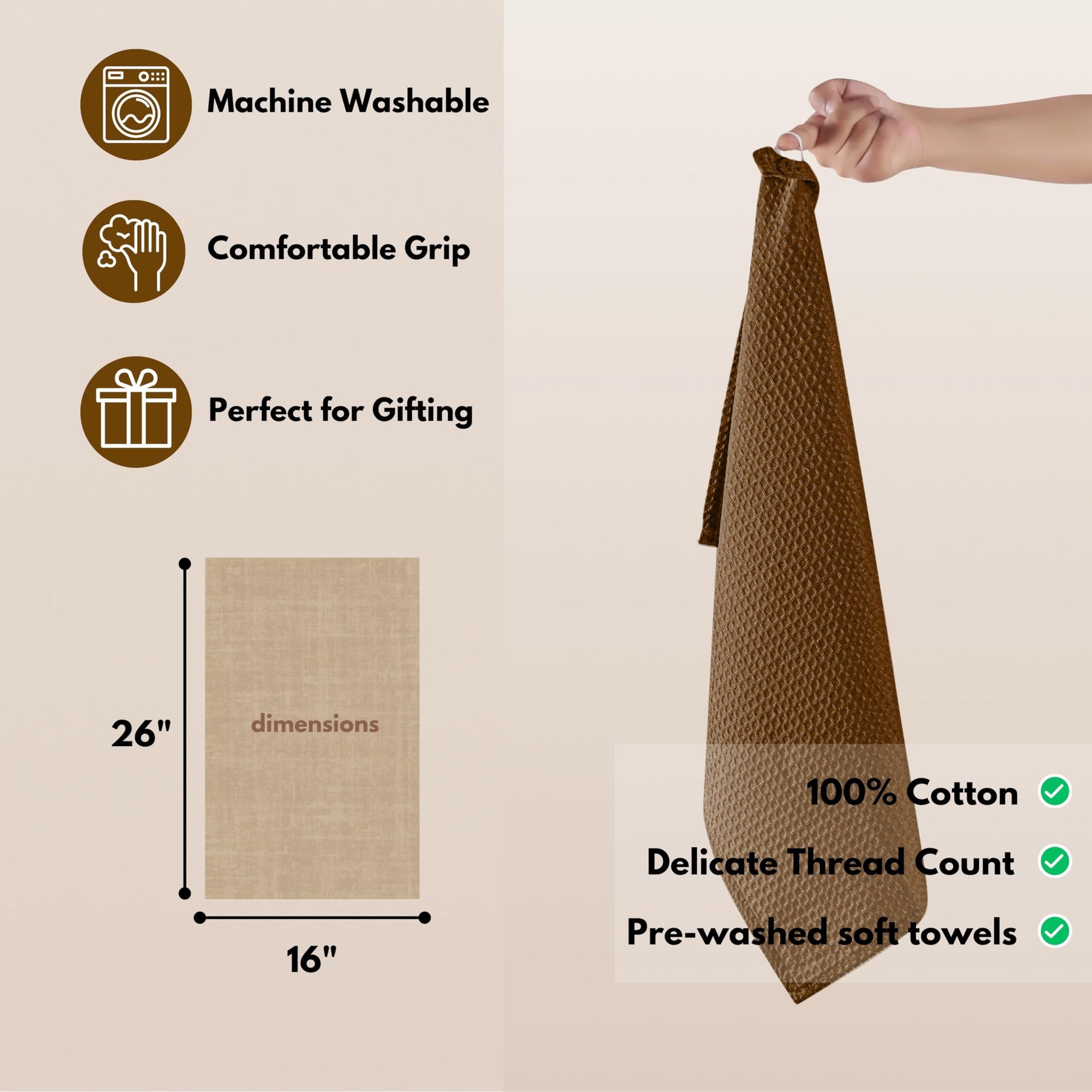 Waffle Weave Dish Towels 12 Pack 100% Cotton (12 Count)
