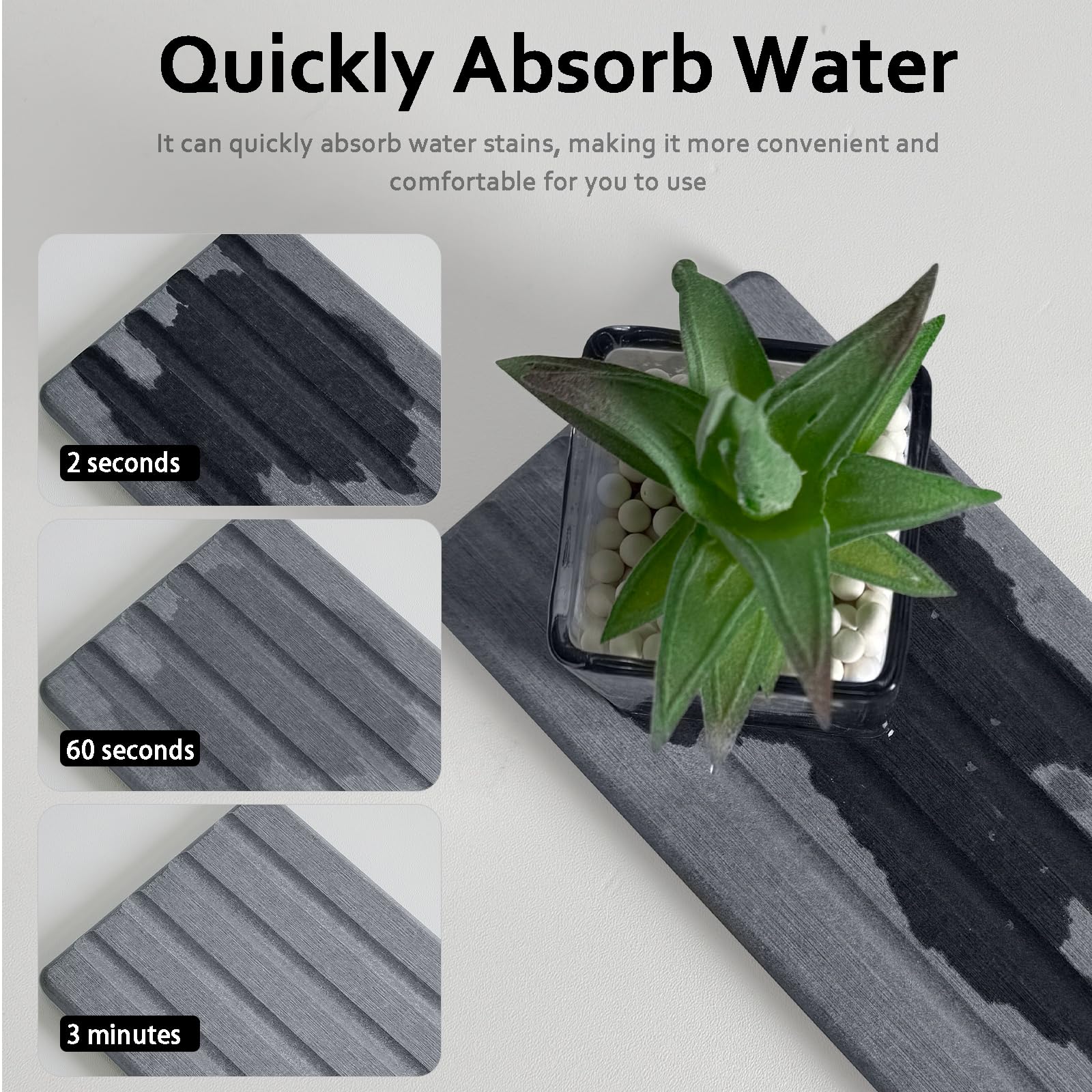 Set of 3 Water Absorbing Stone Tray Diatomite Hand Soap Holder for Bathroom