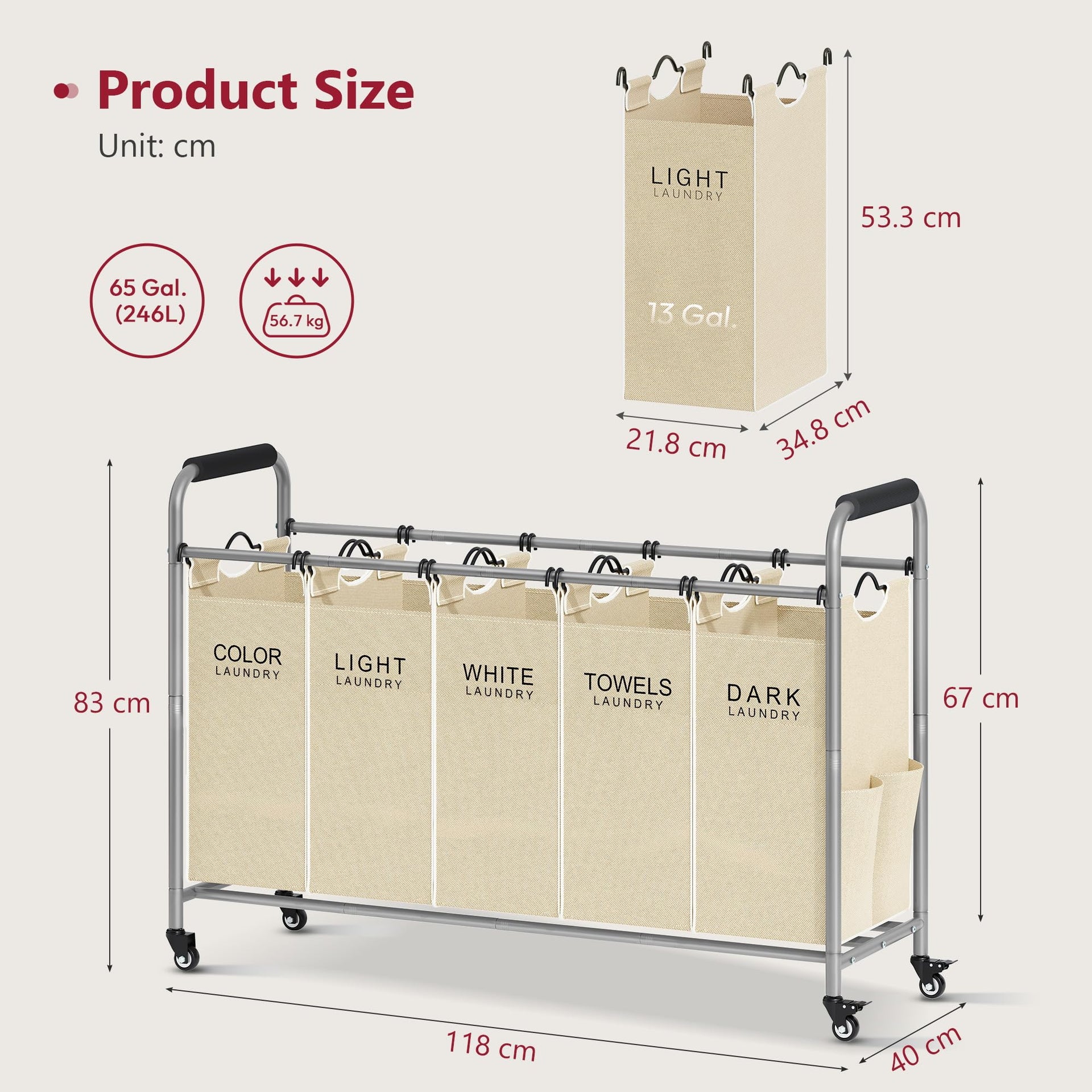 Laundry Sorter 5 Section