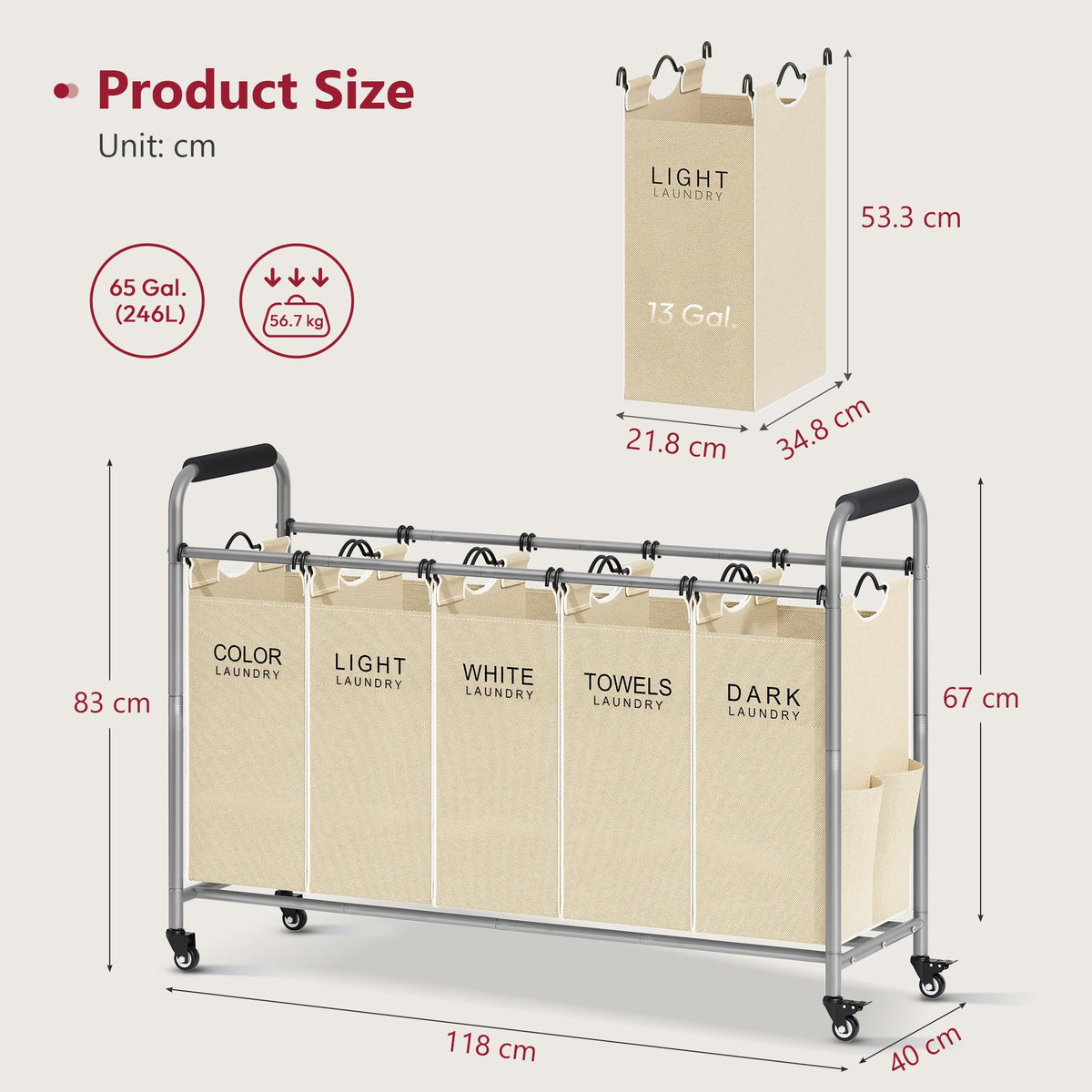Laundry Sorter 5 Section