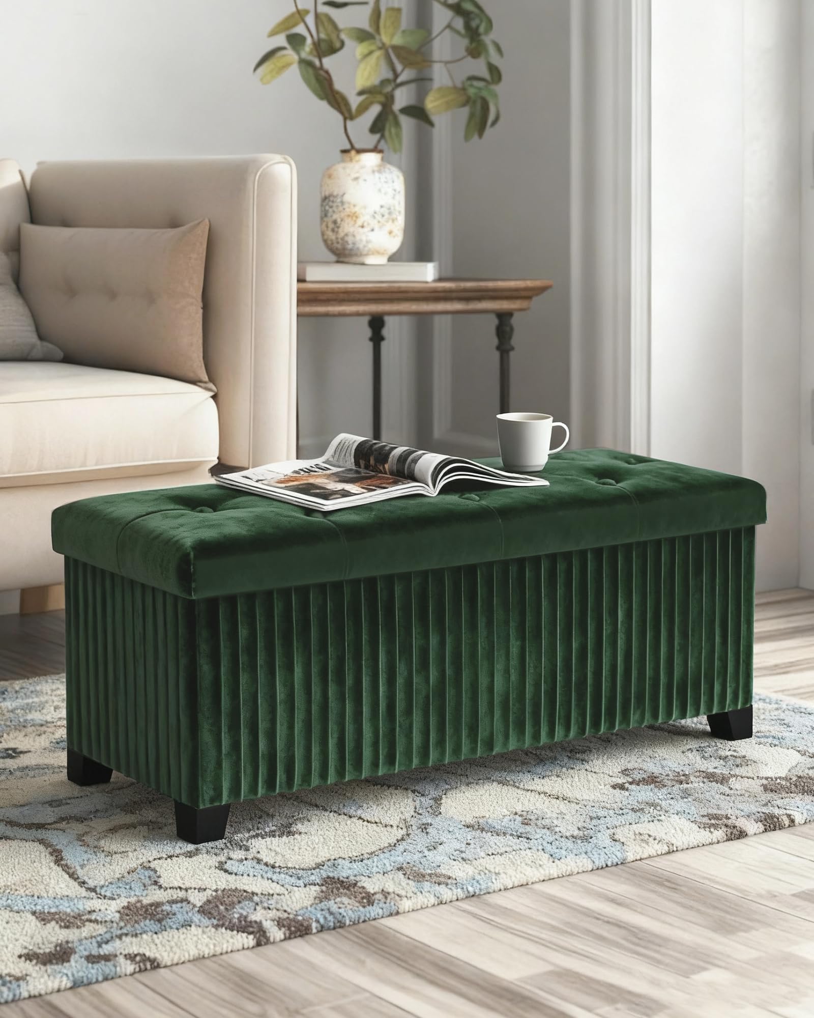 43 Inches Storage Ottoman Bench