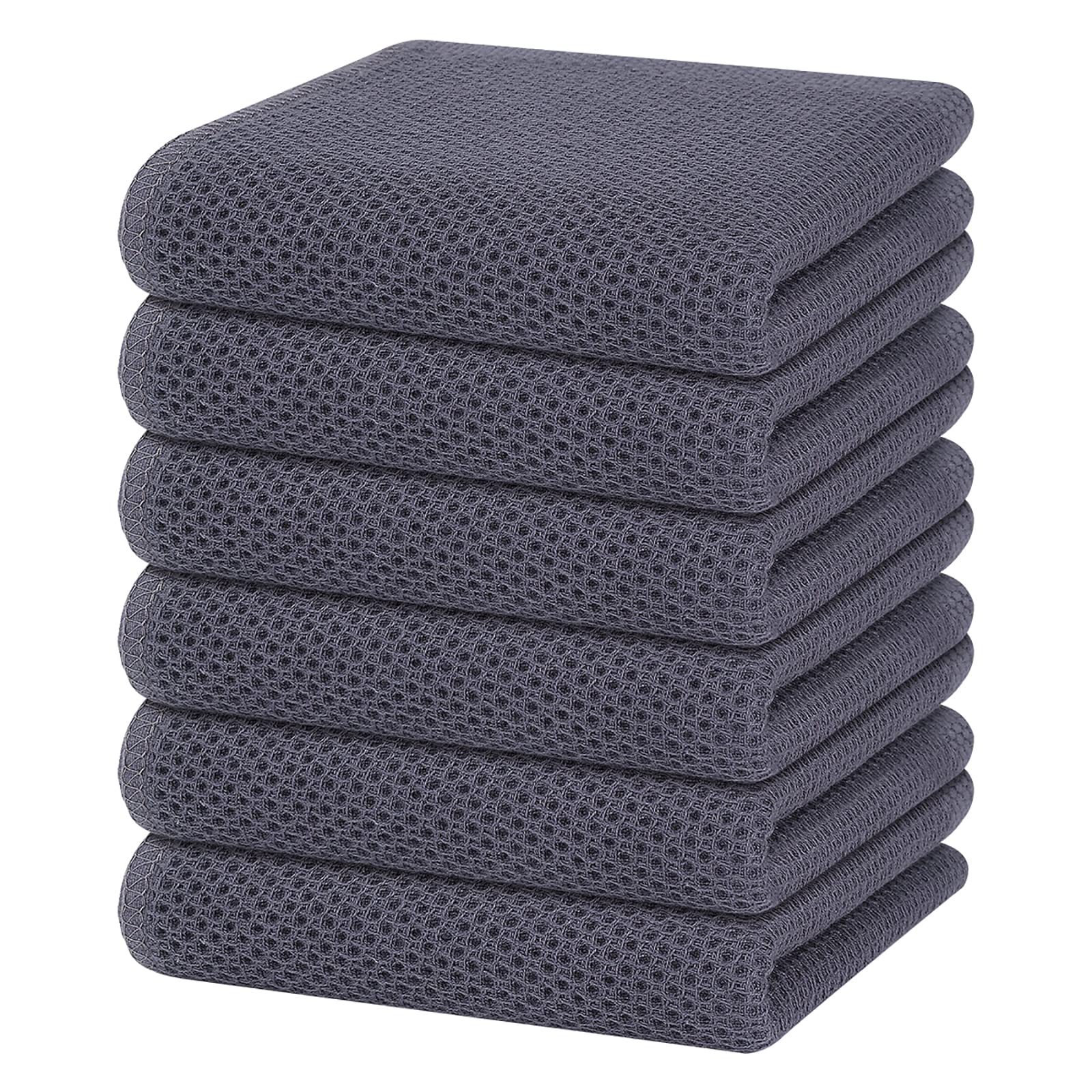 100% Cotton Waffle Weave Kitchen Dish Towels 6 (6 Count)