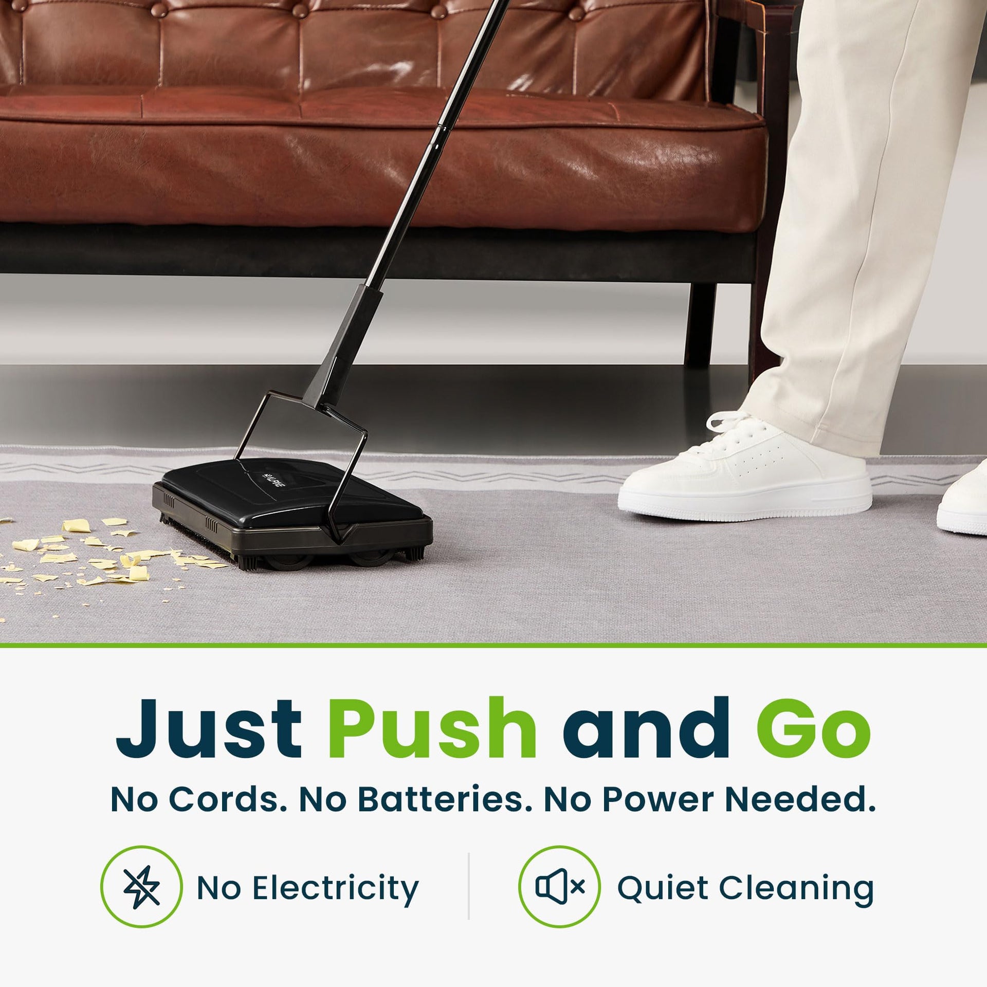 Manual Carpet Sweeper Triple Brush