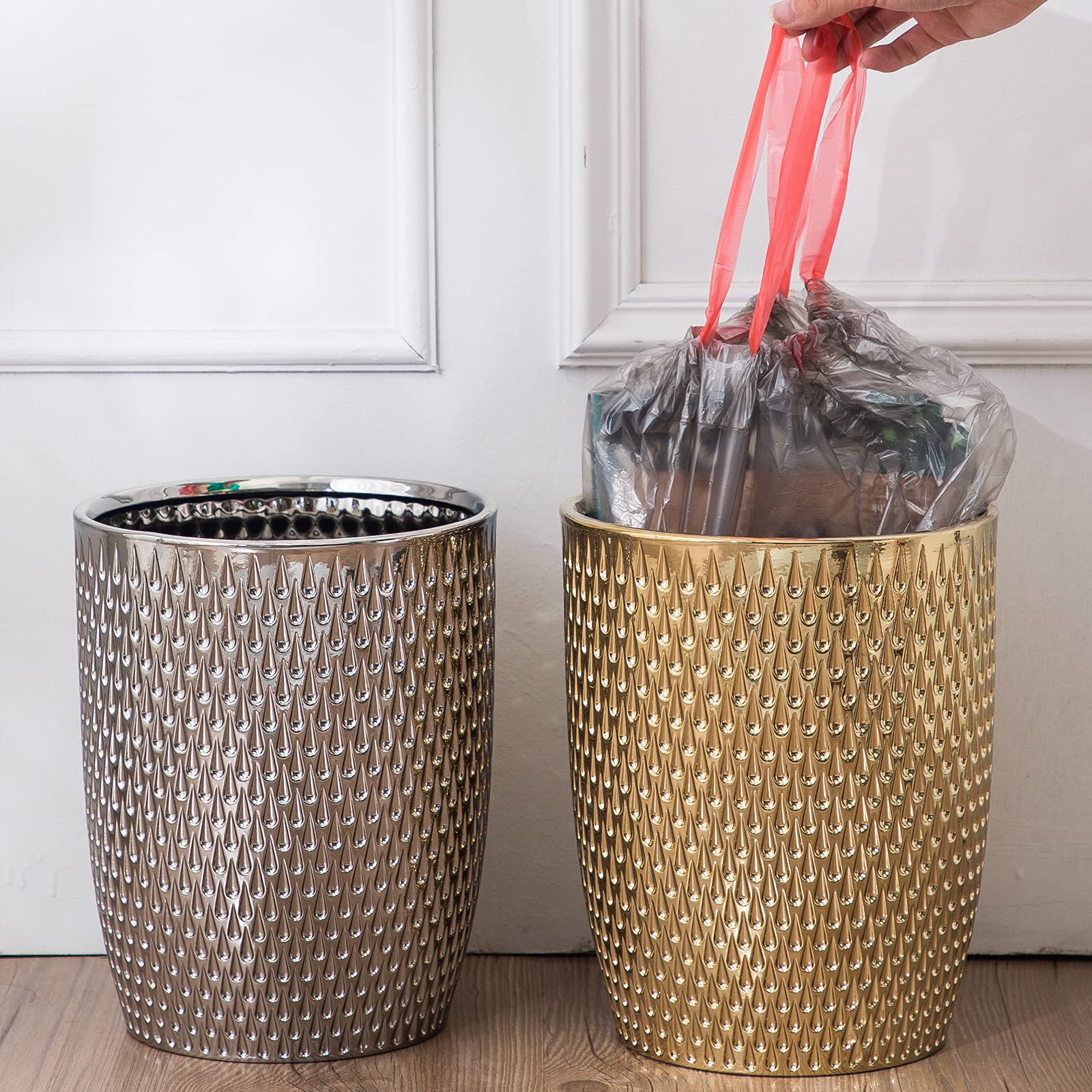 Modern Golden Small Trash Can Wastebasket