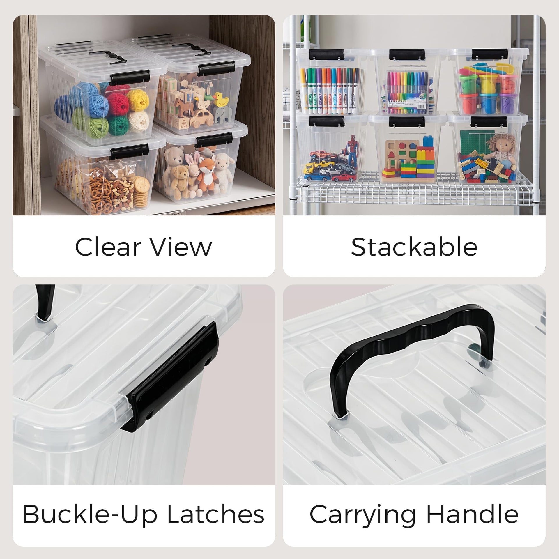 7 Qt Clear Plastic Storage Bins with Lids and Handle Small 6 Pack (6.67 Count)