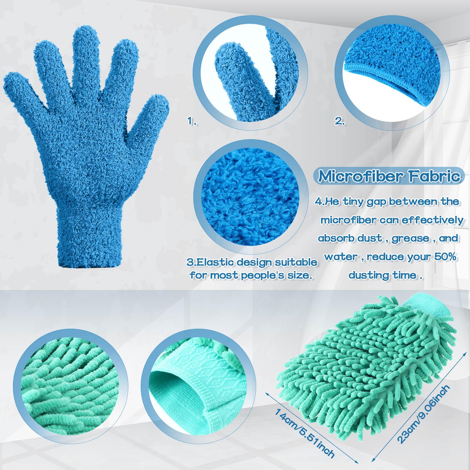 6 Pcs Micro Dusting Mitt Plant Cleaning