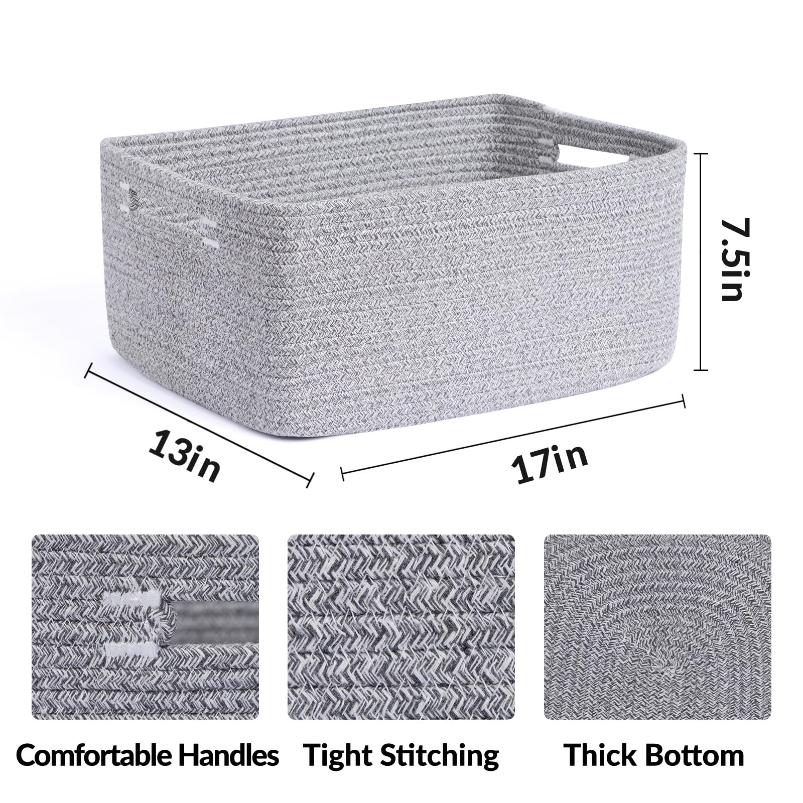 Large Storage Baskets for Shelves (3 Count)