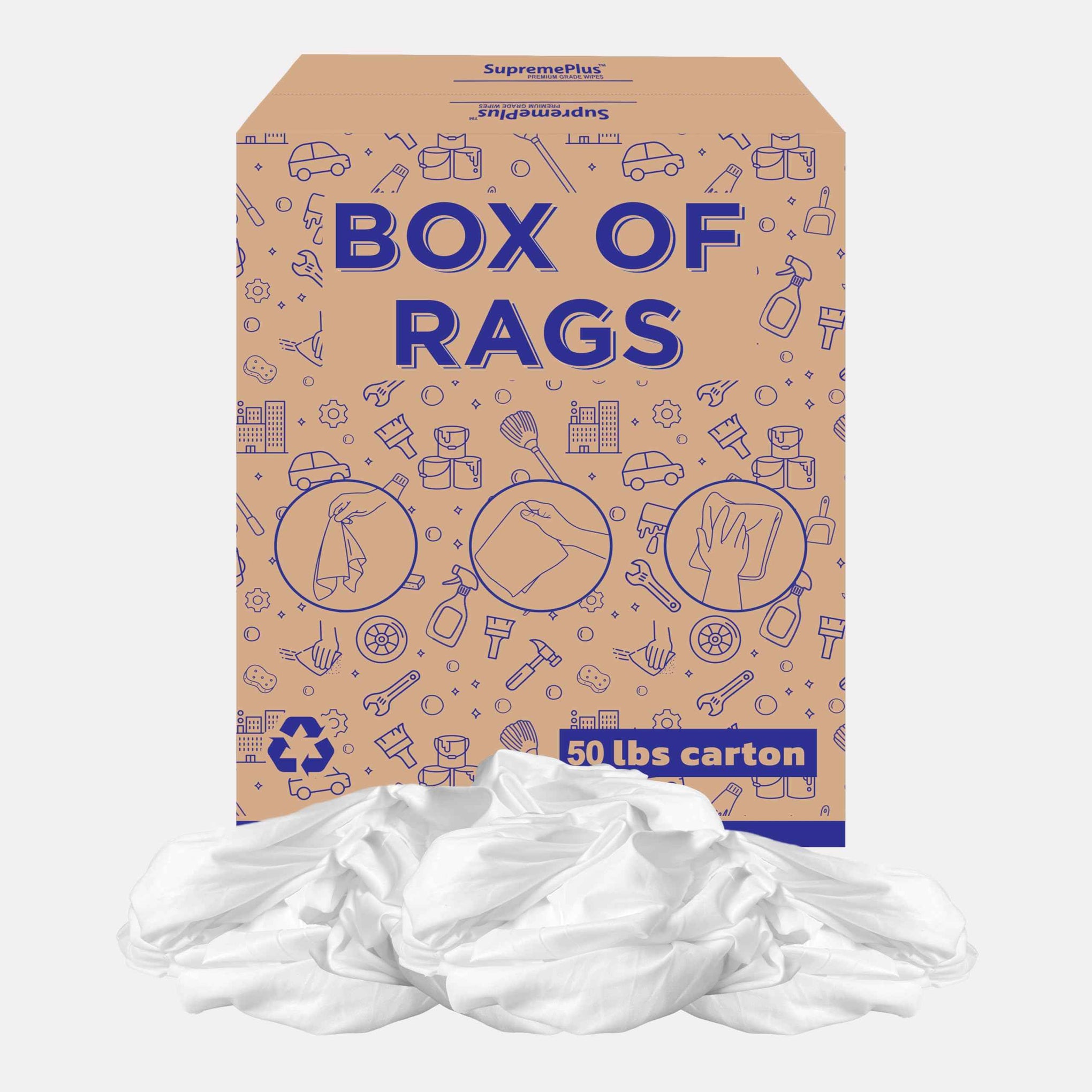 Recycled White Sheeting Cleaning Rags (440 Count)