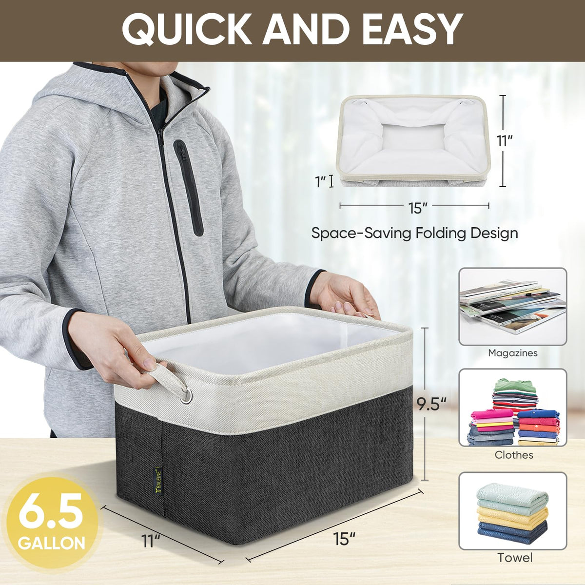 1 Pack Fabric Closet Storage Bins for Shelves