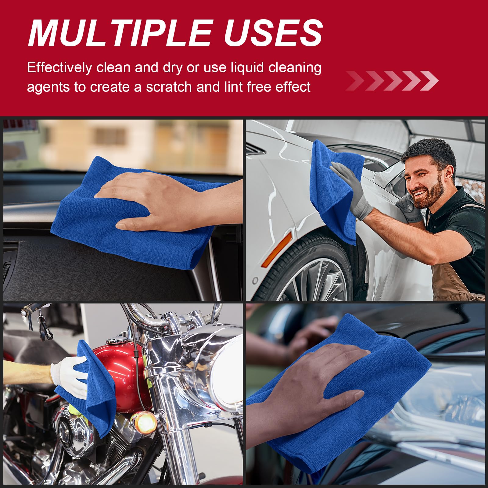 200 Pcs Microfiber Cleaning Cloth 16x16 Inch Microfiber Towels for Car Ultra Absorbent Cleaning Rags Reusable Lint Free Streak Free Detailing Towel for Car Washing Drying Dusting (200 Count)