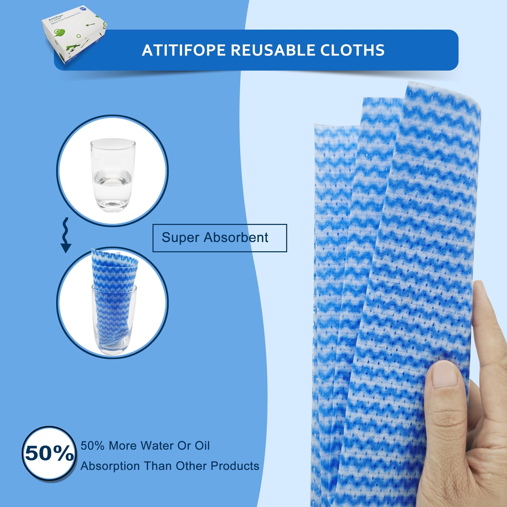Multi Use Reusable Cloths for Kitchen (50 Count)